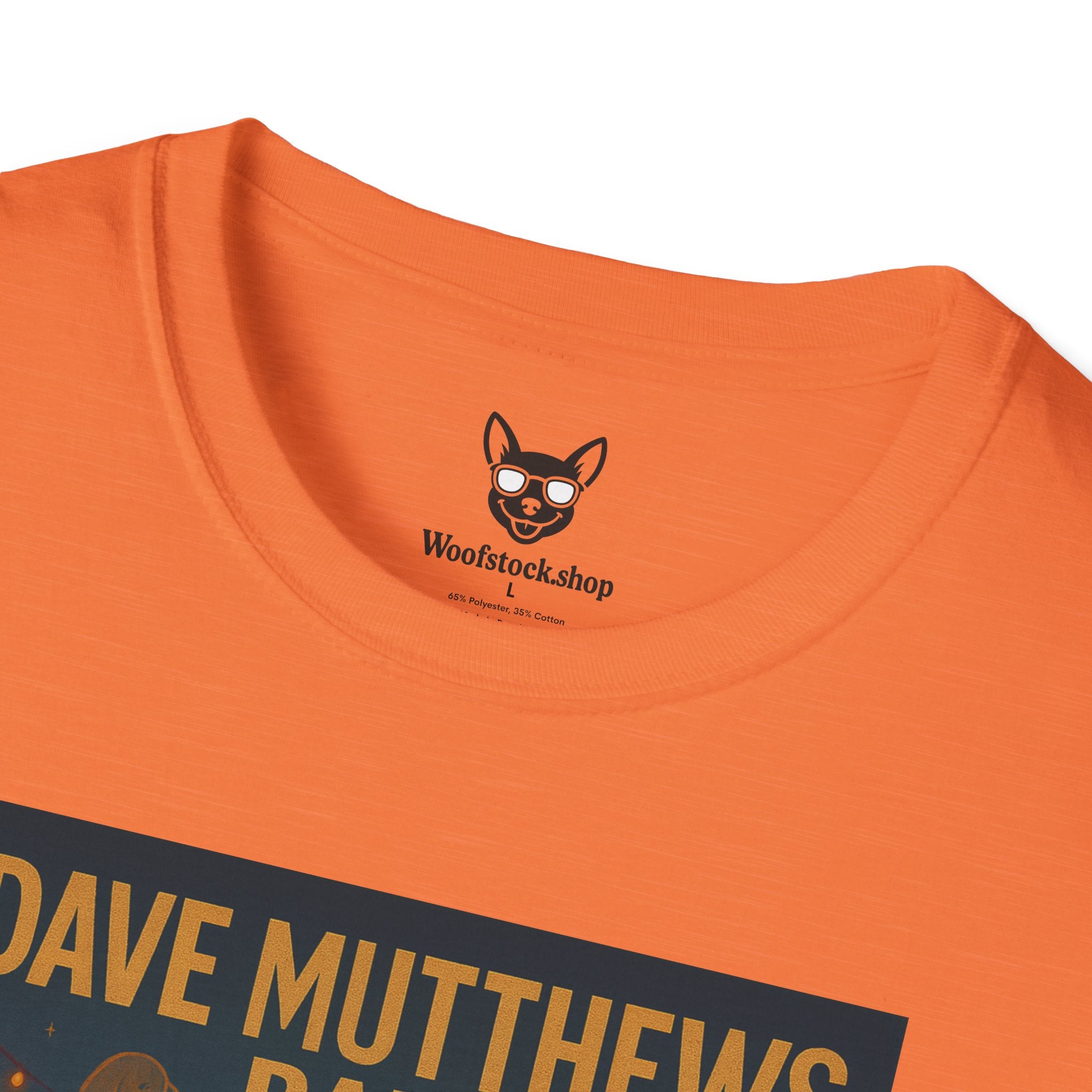 Dave Matthews Band Concert Poster Dog Parody Unisex Softstyle T-Shirt -- Funny Dog Concert Tee for Music and Dog Lovers