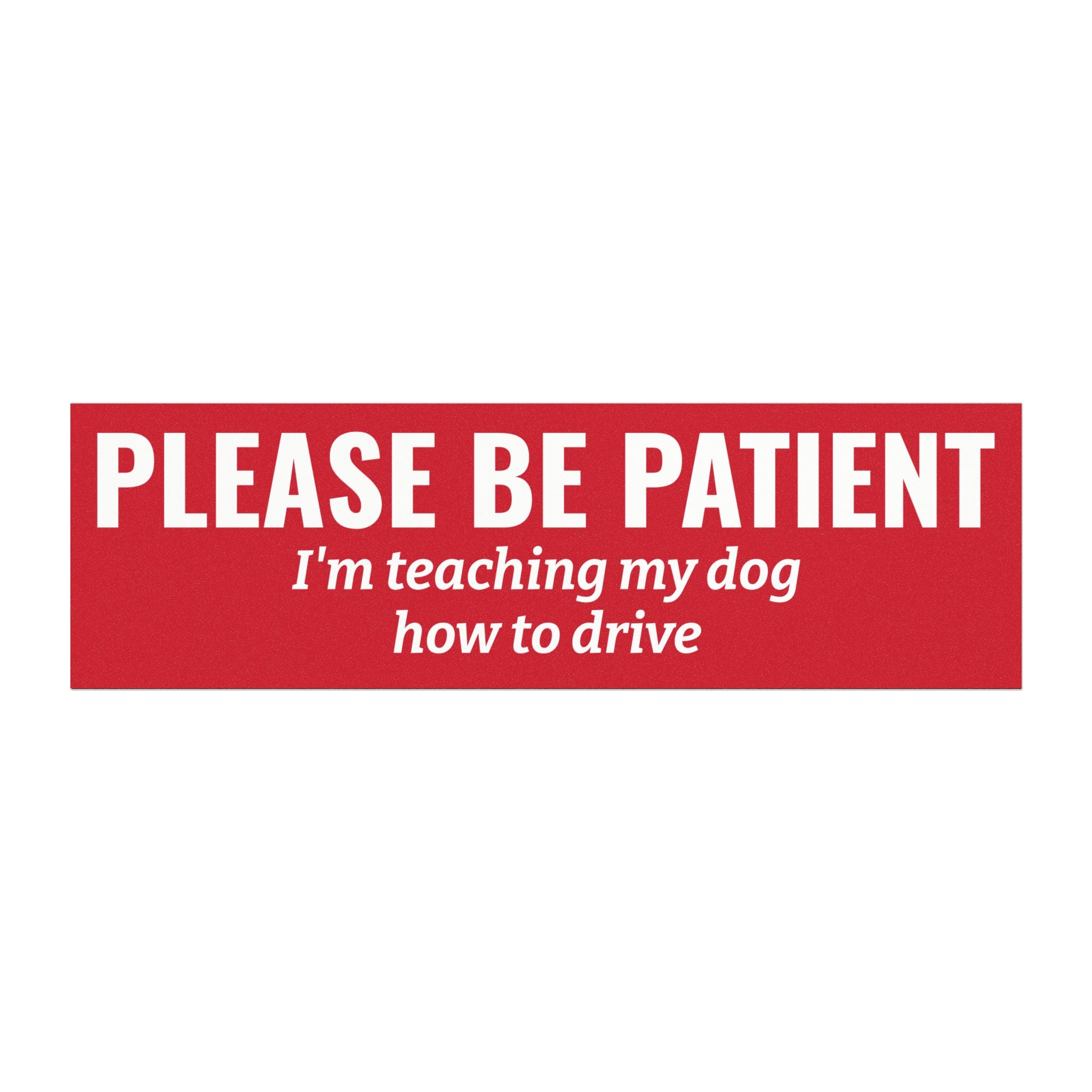 Please Be Patient, I'm Teaching My Dog How to Drive Bumper Magnet (RED)