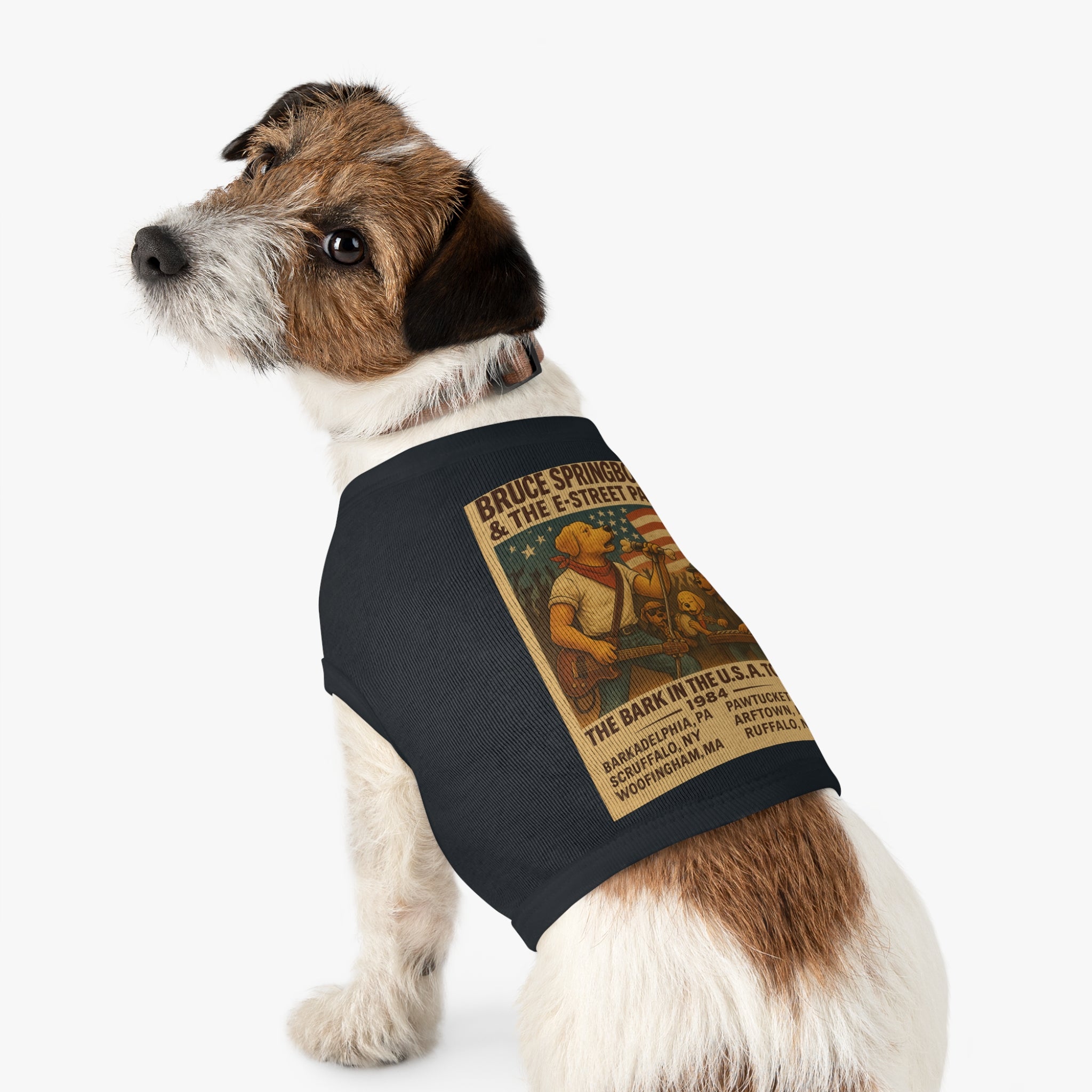 Bruce Springbone Pug Pet Tank Top-- Funny Parody Concert Shirt for Dog Lovers