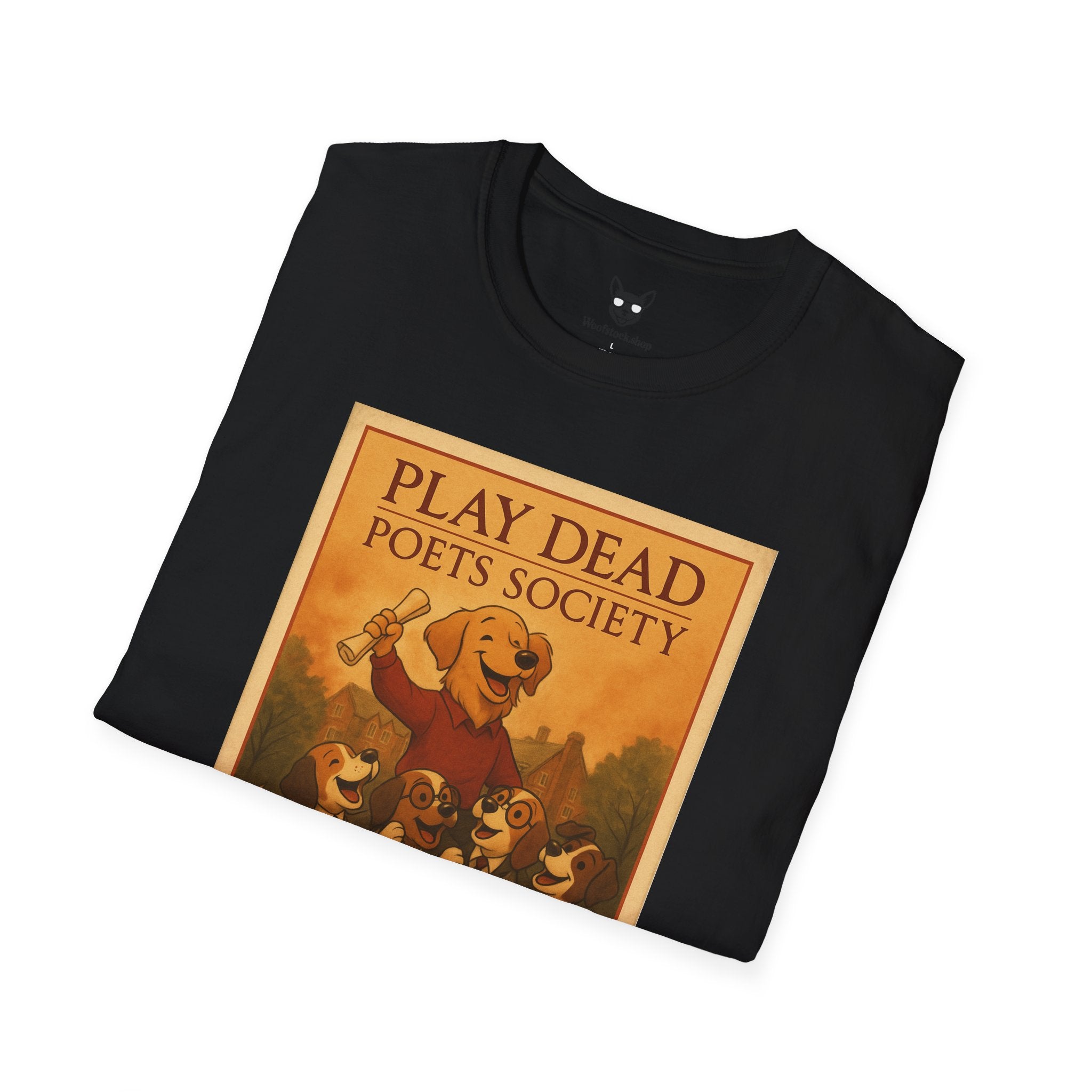 Dead Poets Society Poster Dog Parody Unisex Softstyle T-Shirt -- Funny Movie Tee for Movie and Dog Lovers
