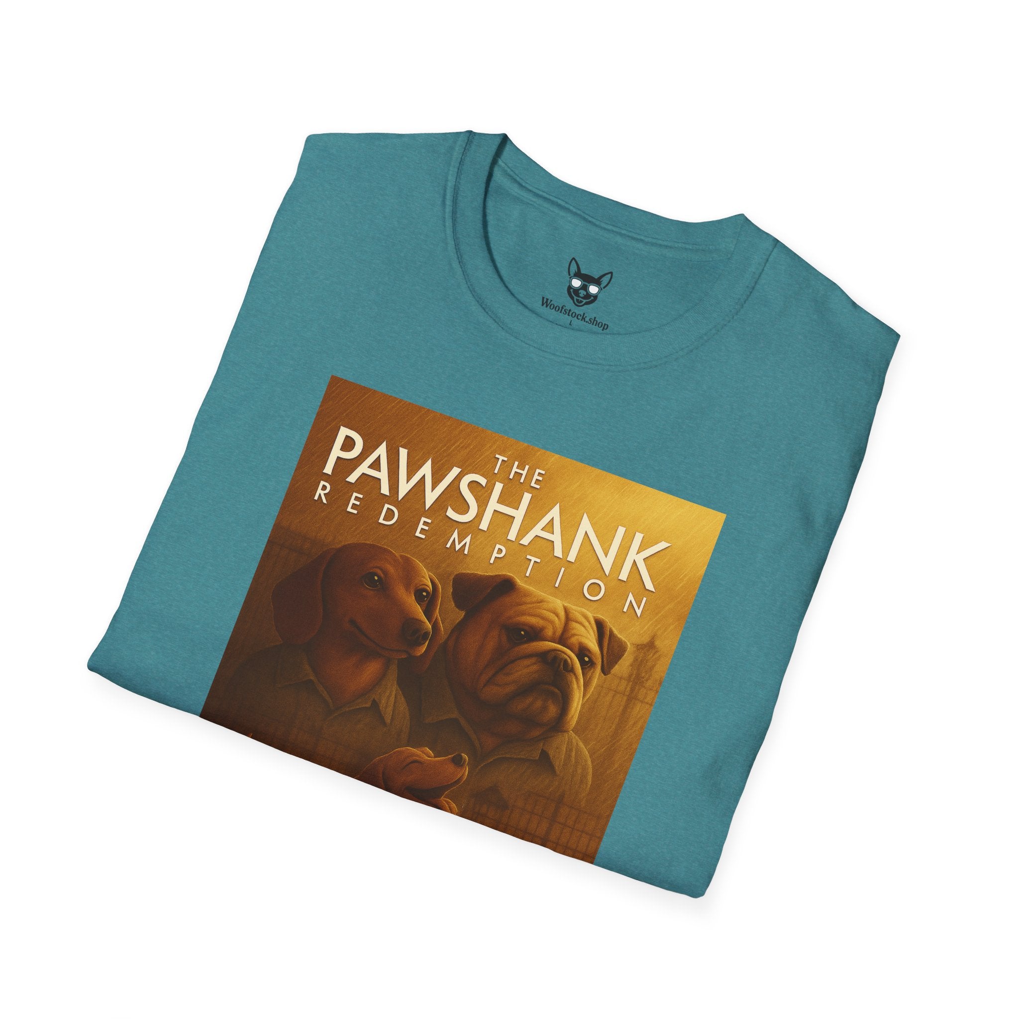 The Shawshank Redemption Movie Poster Dog Parody Unisex Softstyle T-Shirt -- Funny Dog Movie Tee for Film and Dog Lovers