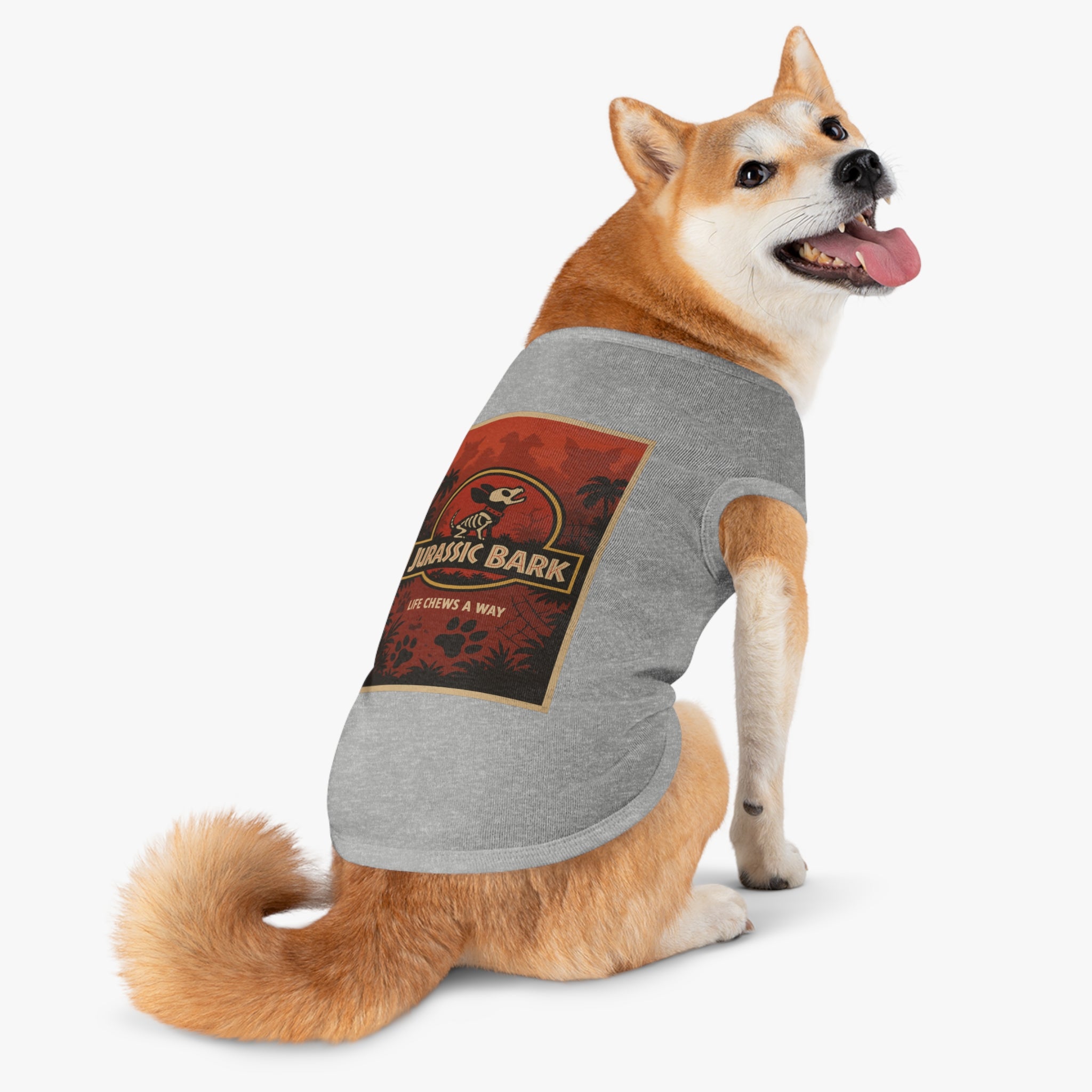 Jurassic Bark Pet Tank Top-- Funny "Jurassic Park" Parody Shirt for Dog Lovers