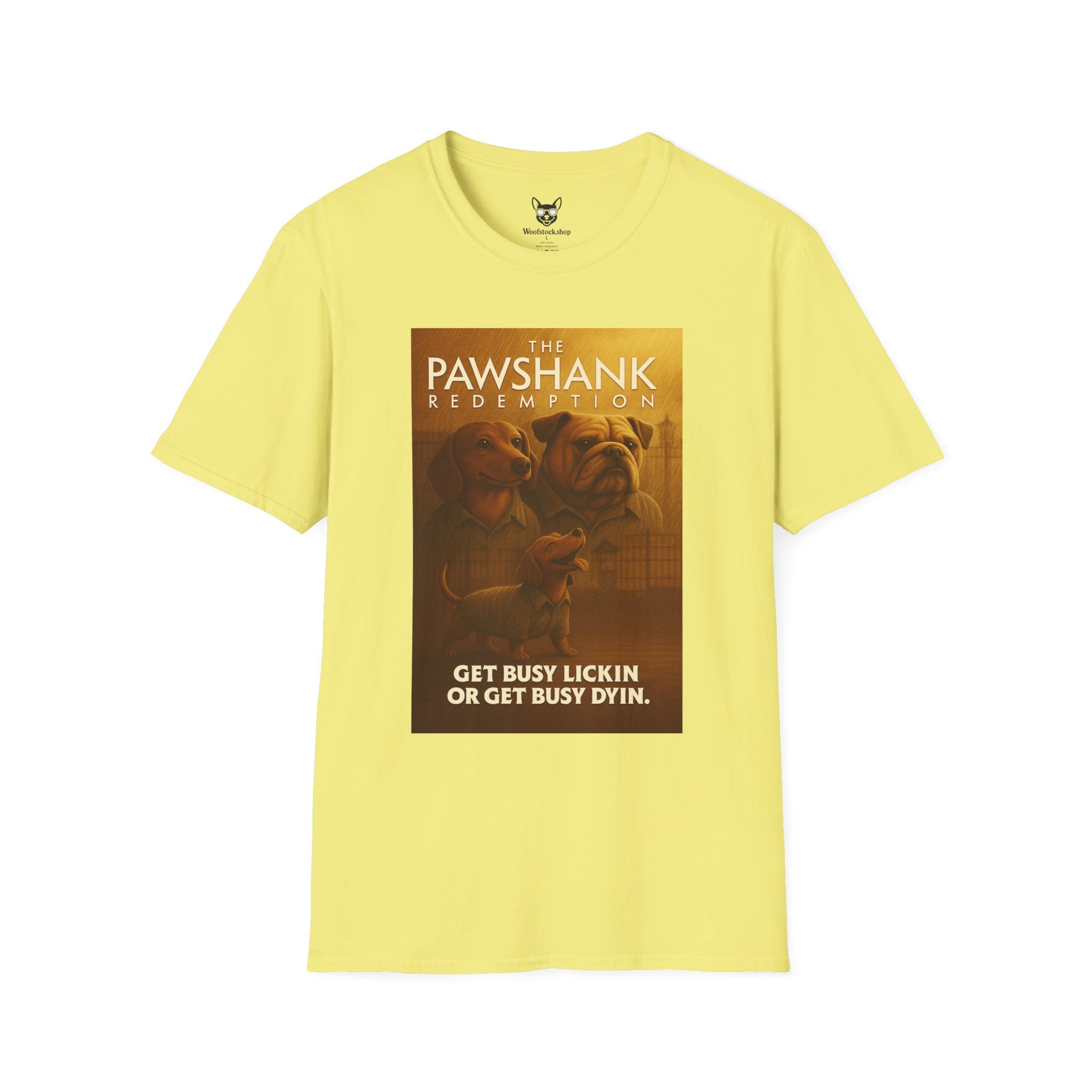 The Shawshank Redemption Movie Poster Dog Parody Unisex Softstyle T-Shirt -- Funny Dog Movie Tee for Film and Dog Lovers