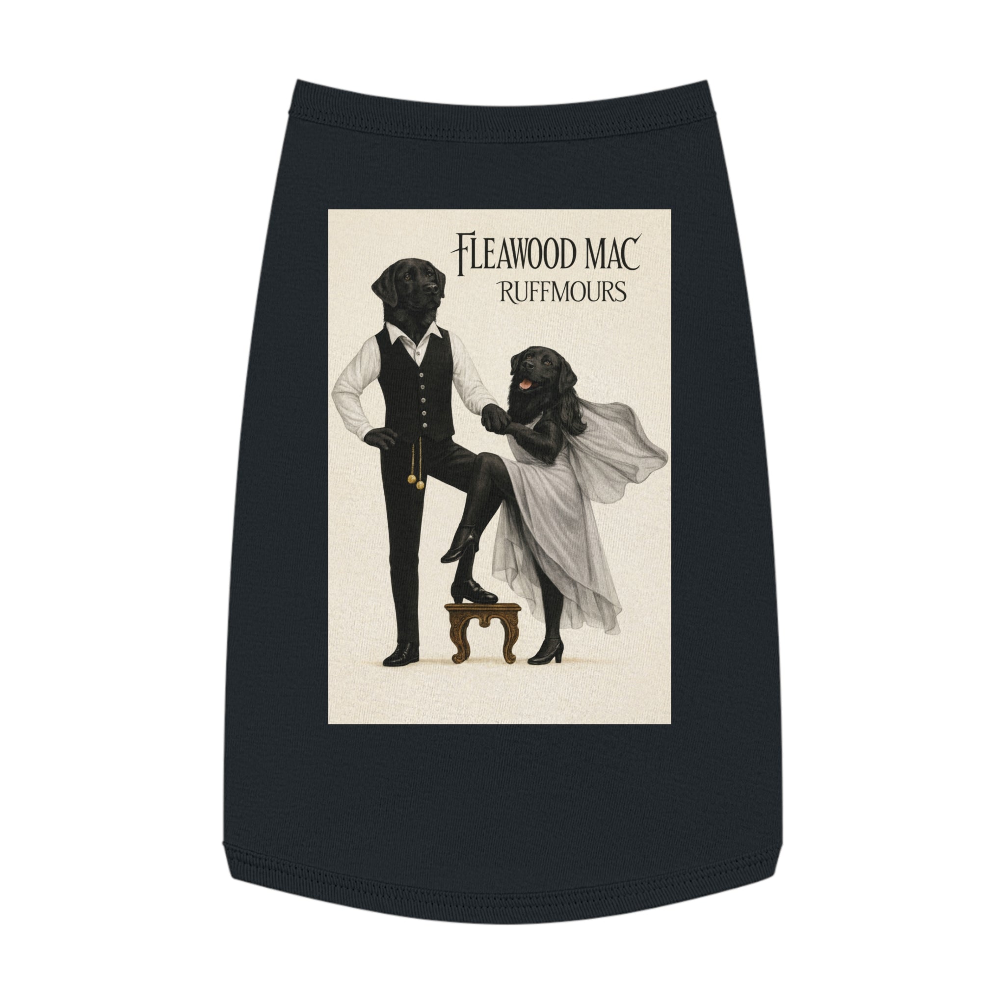 Fleetwoof Mac Ruffmours Pet Tank Top (Black Labs) -- Funny Fleetwood Mac Parody Shirt for Dogs Lovers