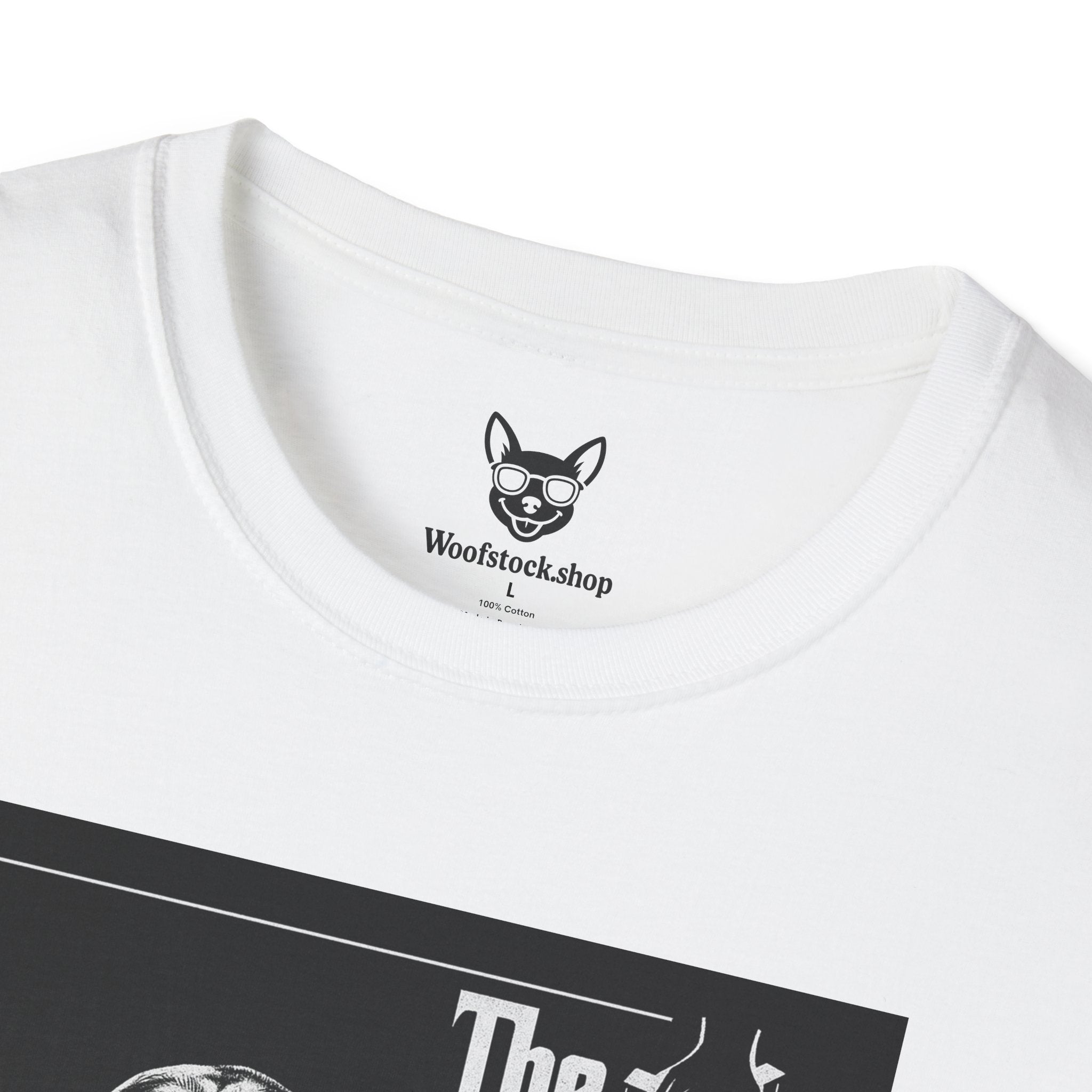 The Godfather Movie Poster Dog Parody Unisex Softstyle T-Shirt – Funny Movie Tee for Film and Dog Lovers