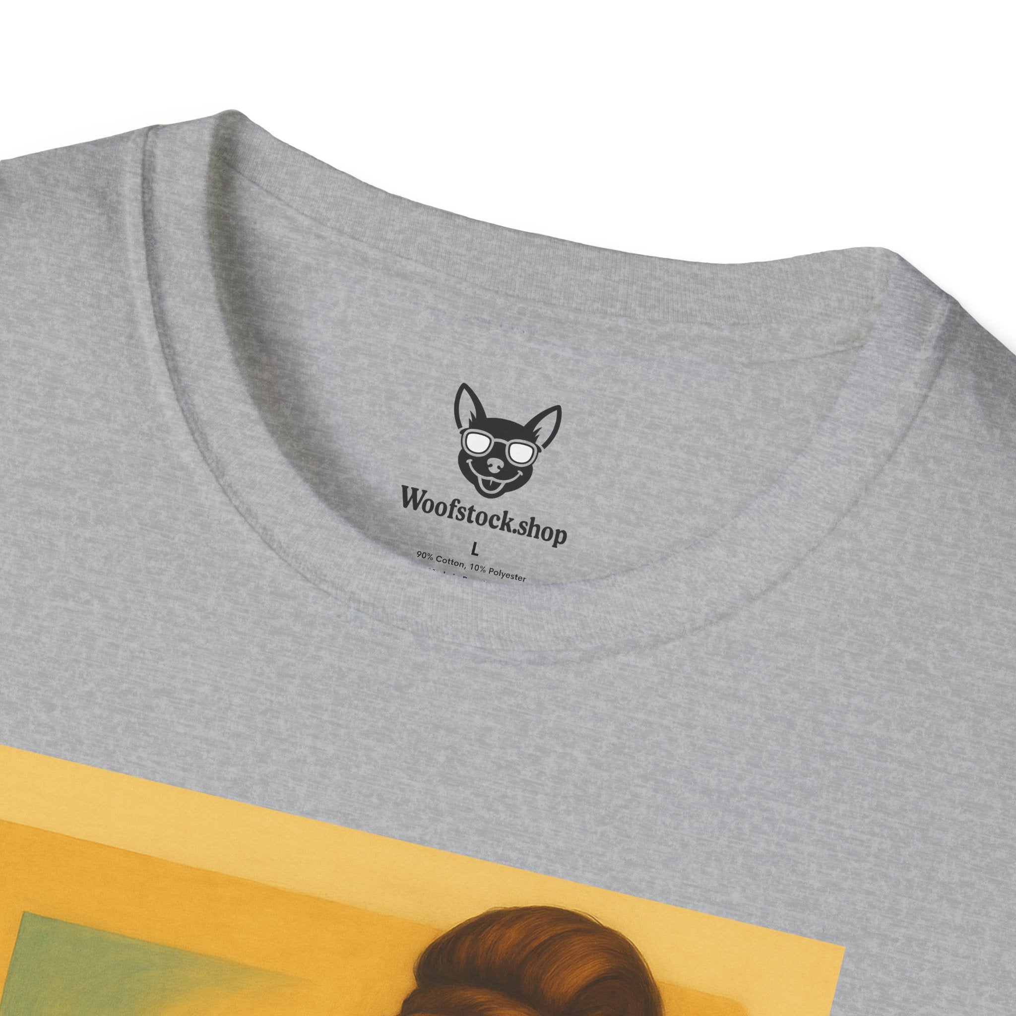 Breakfast at Tiffany's Movie Poster Dog Parody Unisex Softstyle T-Shirt -- Funny Audrey Hepburn Movie Tee for Film and Dog Lovers