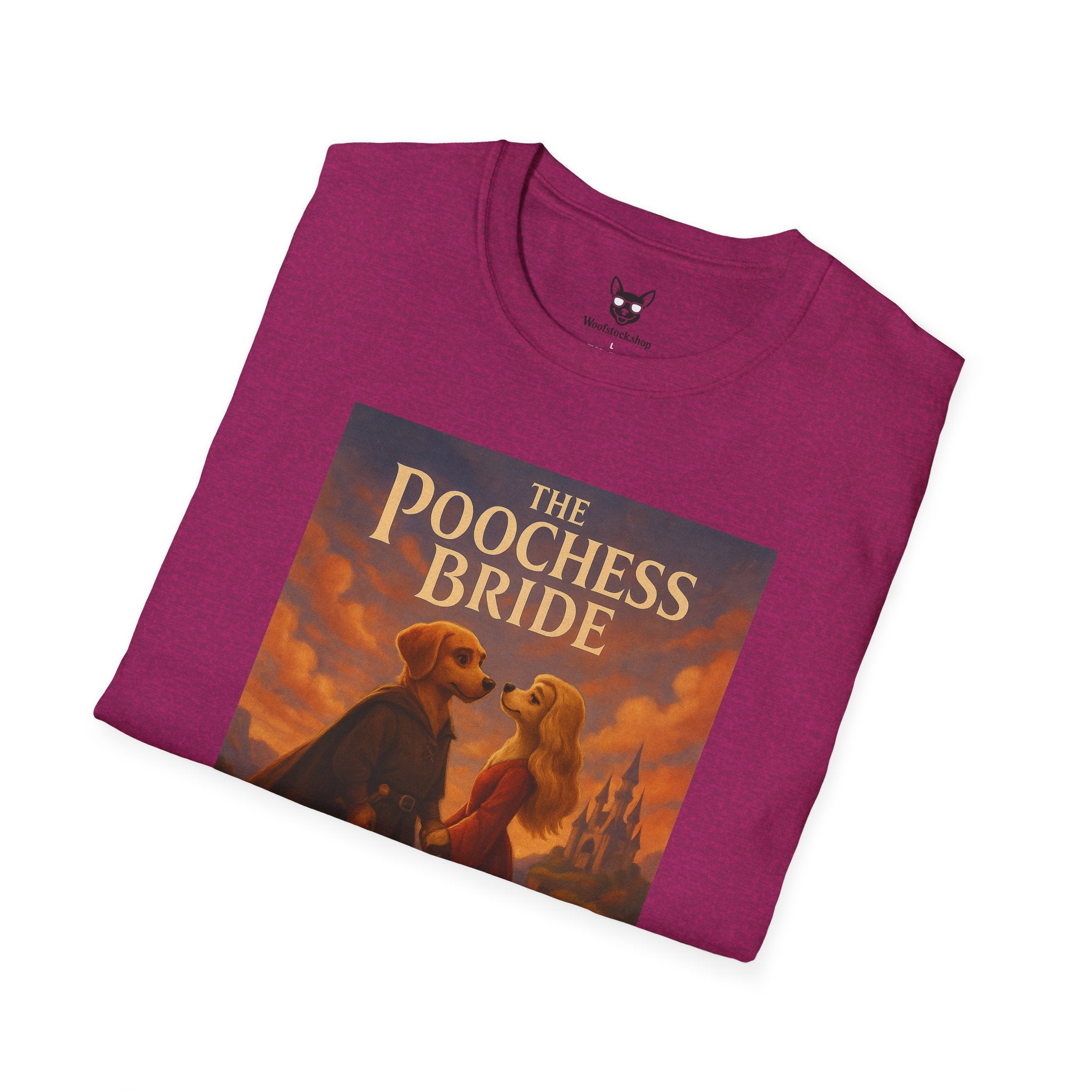 The Princess Bride Poster Dog Parody Unisex Softstyle T-Shirt -- Funny Audrey Hepburn Movie Tee for Film and Dog Lovers