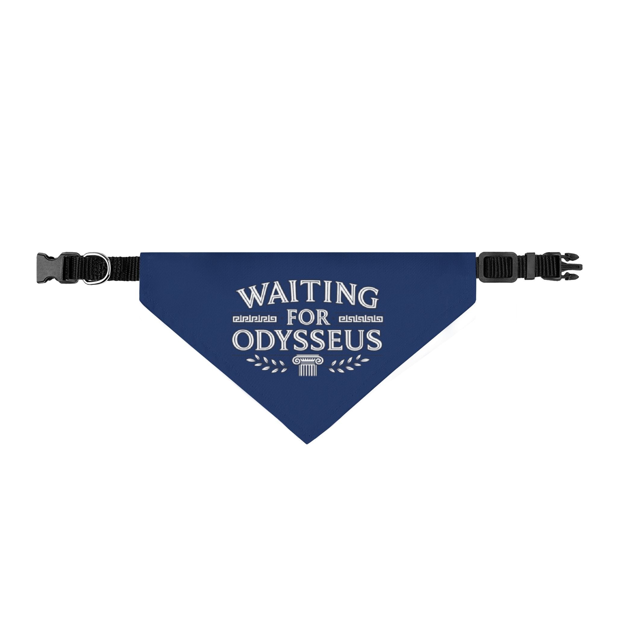 Waiting For Odysseus Clip-On Pet Bandana — Navy Pet Accessory