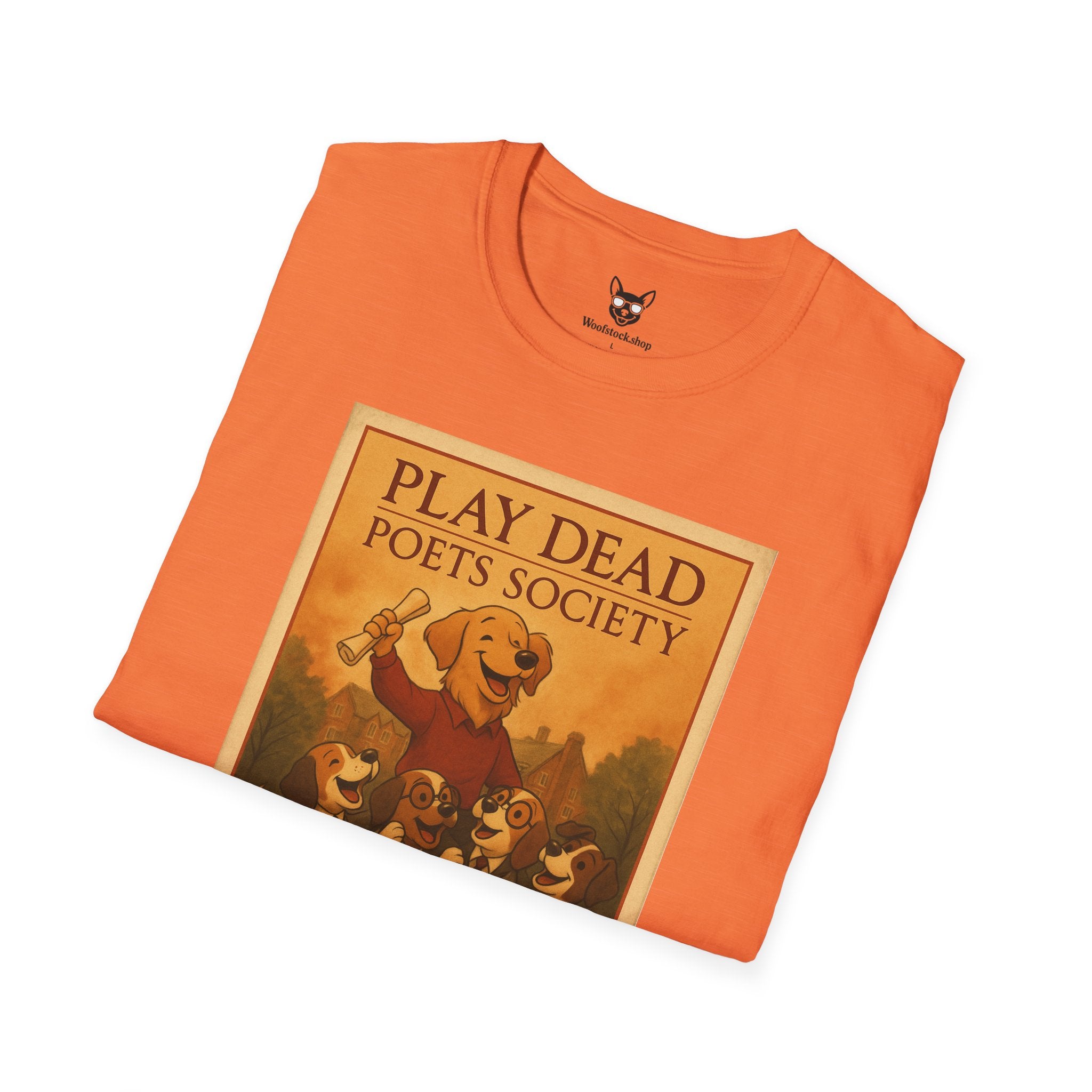 Dead Poets Society Poster Dog Parody Unisex Softstyle T-Shirt -- Funny Movie Tee for Movie and Dog Lovers