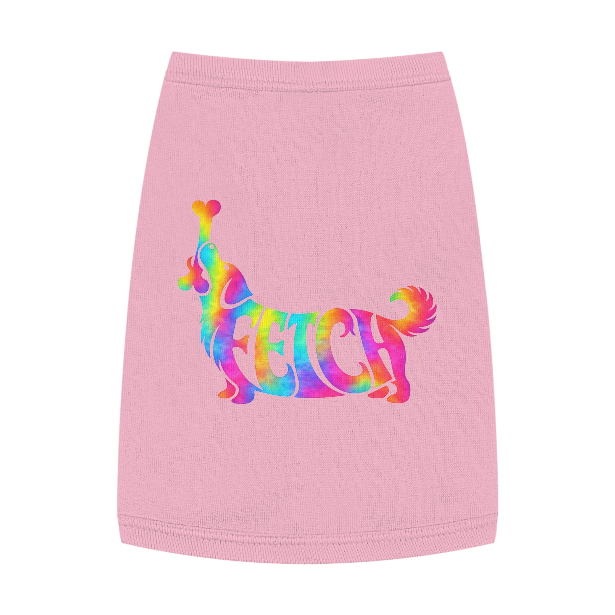 Tie-Dye "FETCH" Dog Tank Top - Colorful Retriever Graphic Pet Shirt