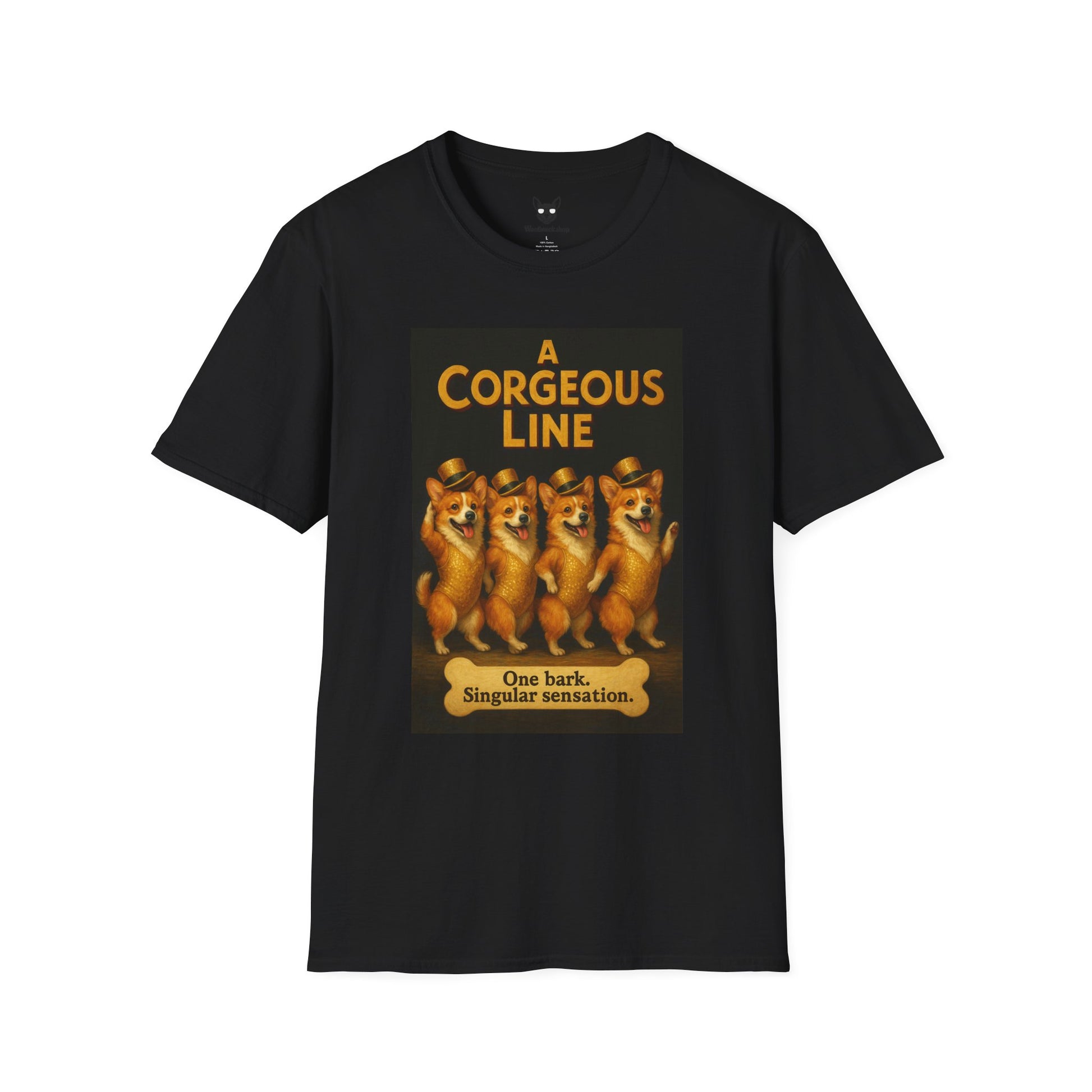 A Chorus Line Broadway Poster Dog Parody Unisex Softstyle T-Shirt -- Funny Tee for Broadway and Dog Lovers