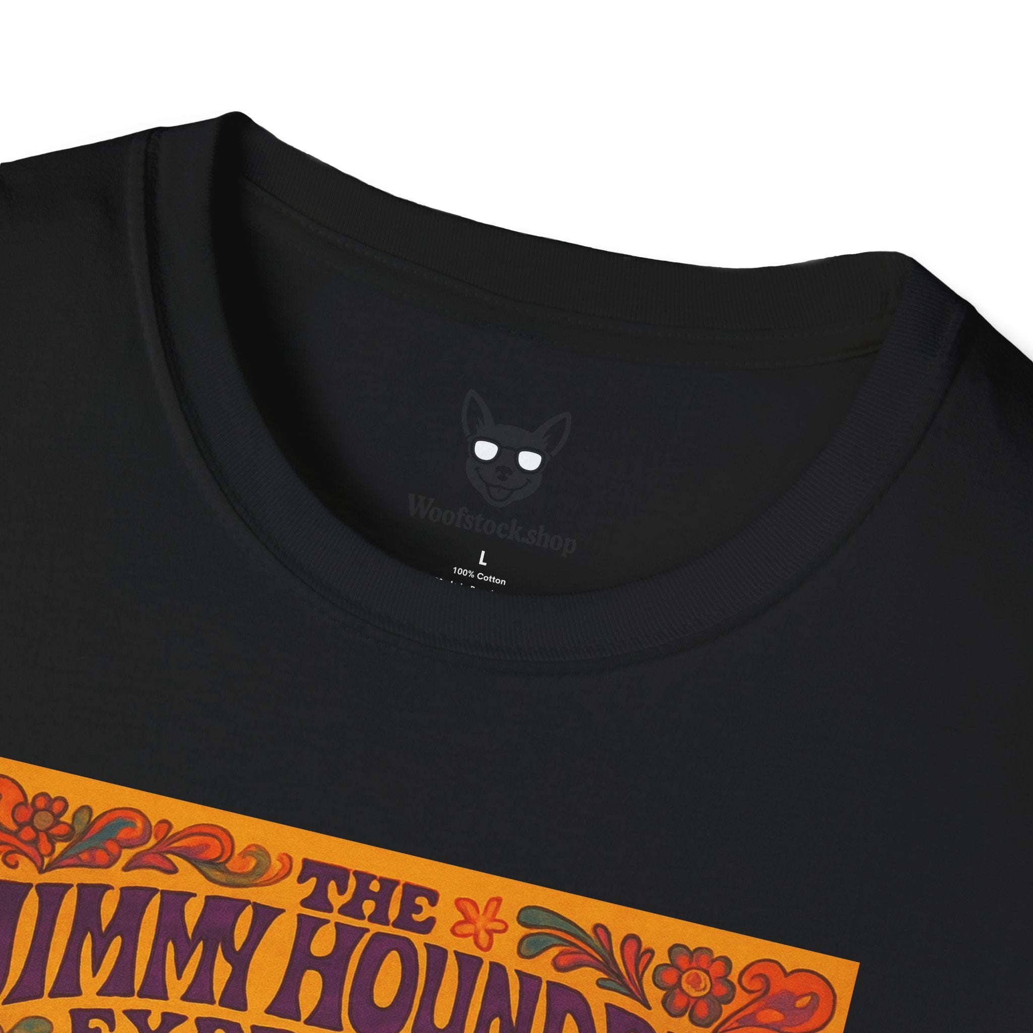 Jimi Hendrix Concert Poster Dog Parody Unisex Softstyle T-Shirt -- Funny Rock Tee for Music and Dog Lovers