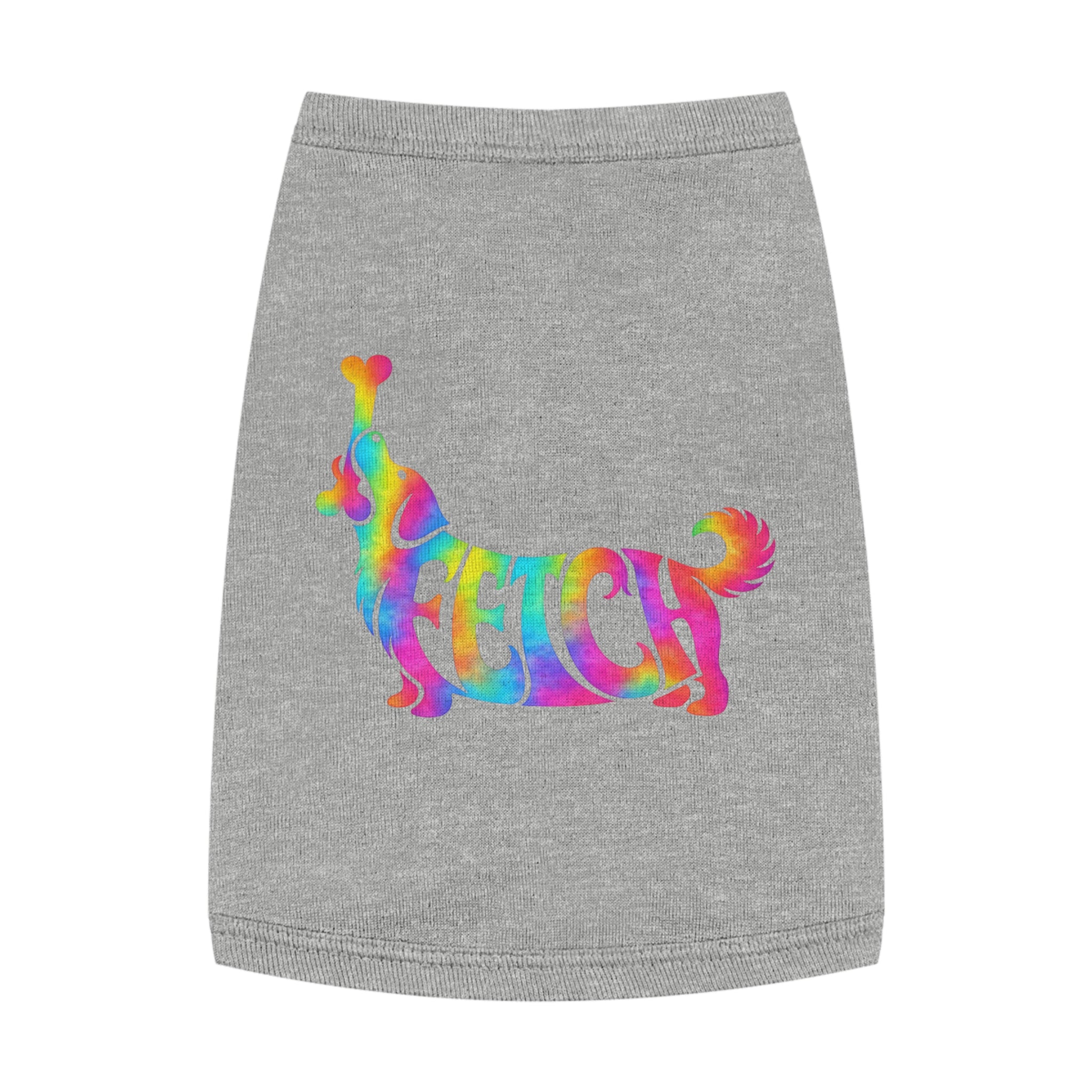 Tie-Dye "FETCH" Dog Tank Top - Colorful Retriever Graphic Pet Shirt