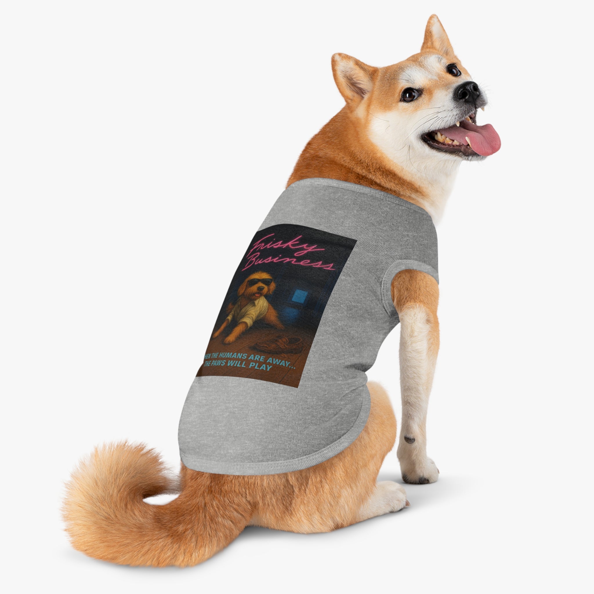 Frisky Business Pet Tank Top-- Funny Parody Shirt for Dog Lovers