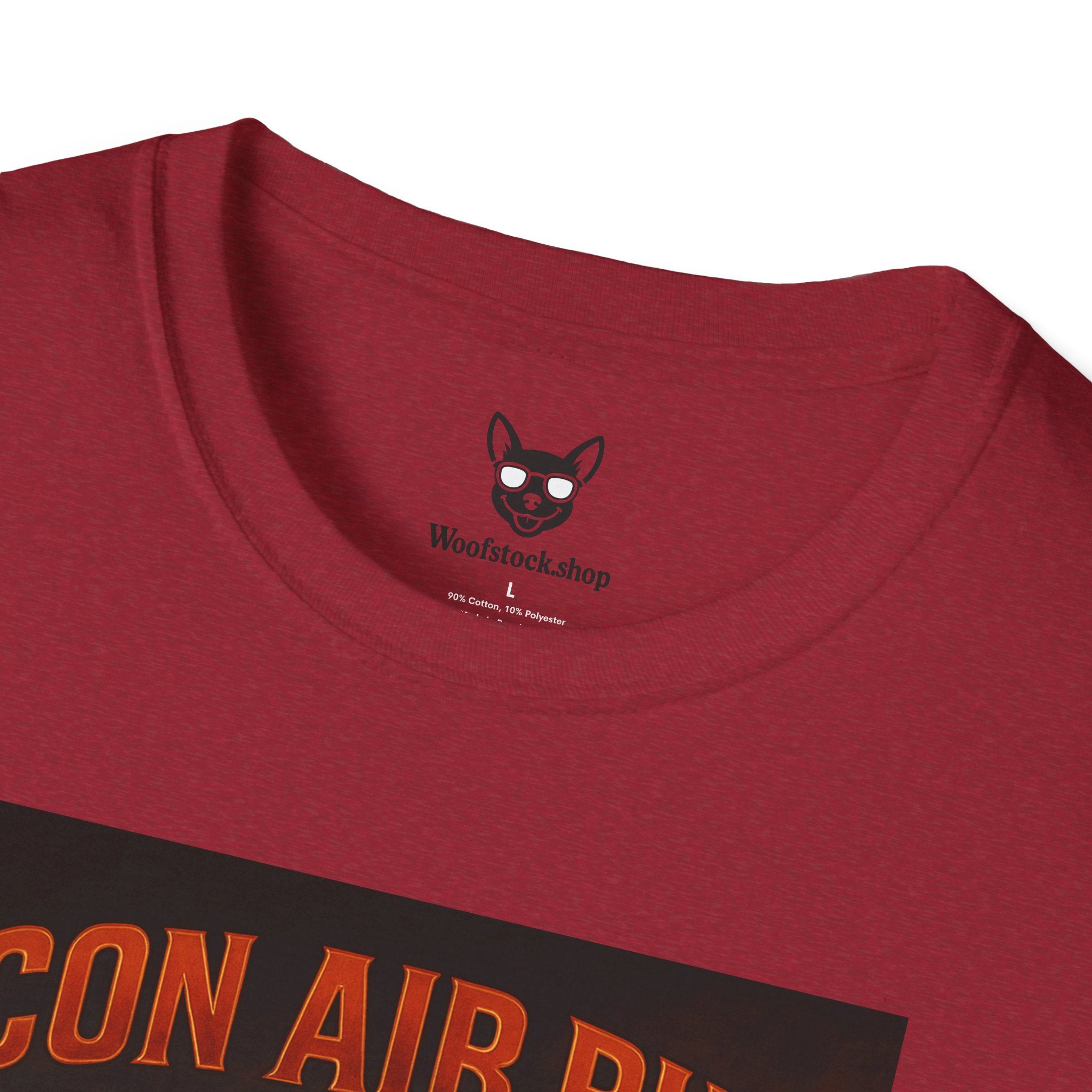 Con Air Movie Poster Dog Parody Unisex Softstyle T-Shirt – Funny Action Movie Tee for Film and Dog Lovers