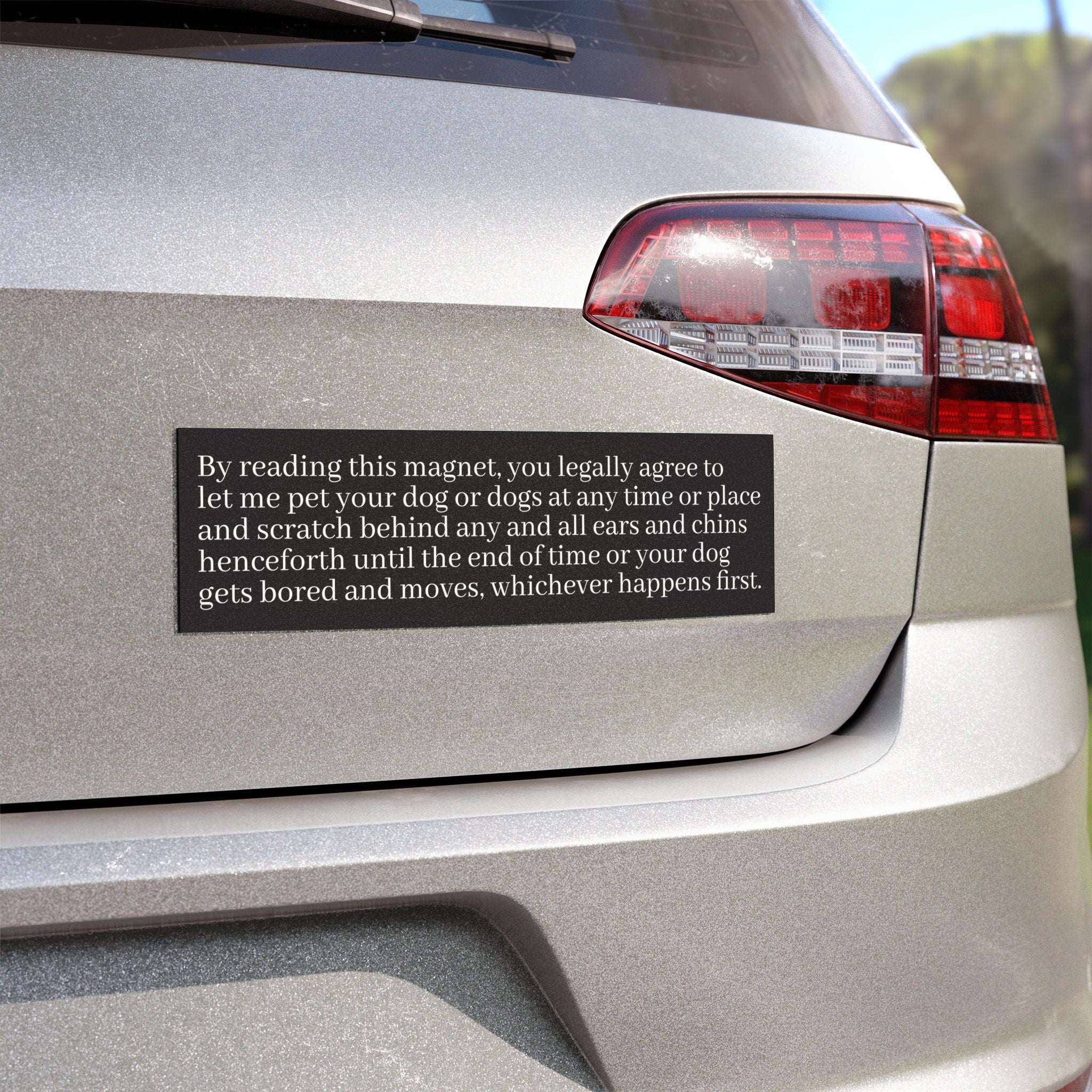 Legal Agreement Dog Magnet -- Funny Car Decal for Dog Lovers (Black)