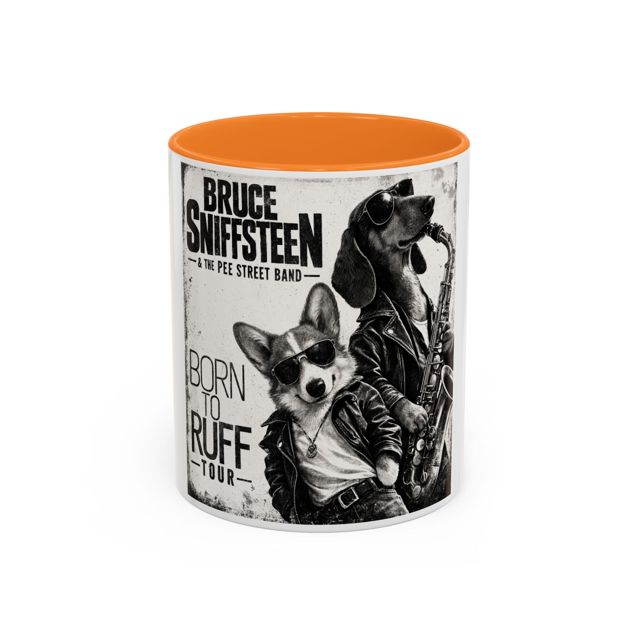 Bruce Sniffsteen & the Pee Street Band Coffee Mug -- Funny Bruce Springsteen 2026 Tour Mug Parody
