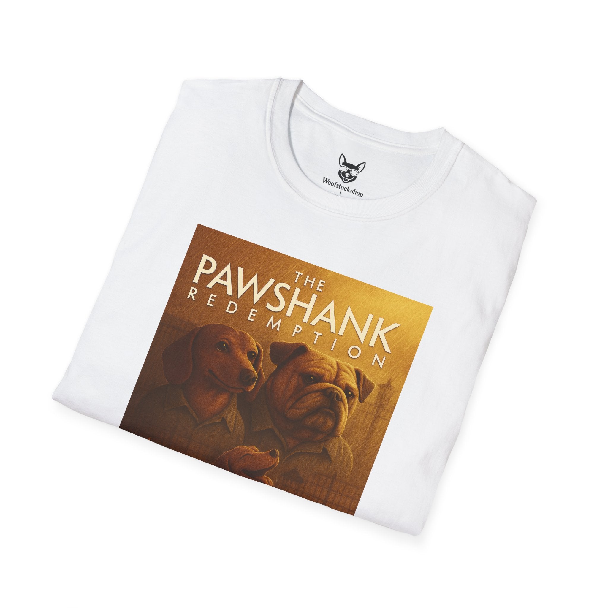 The Shawshank Redemption Movie Poster Dog Parody Unisex Softstyle T-Shirt -- Funny Dog Movie Tee for Film and Dog Lovers