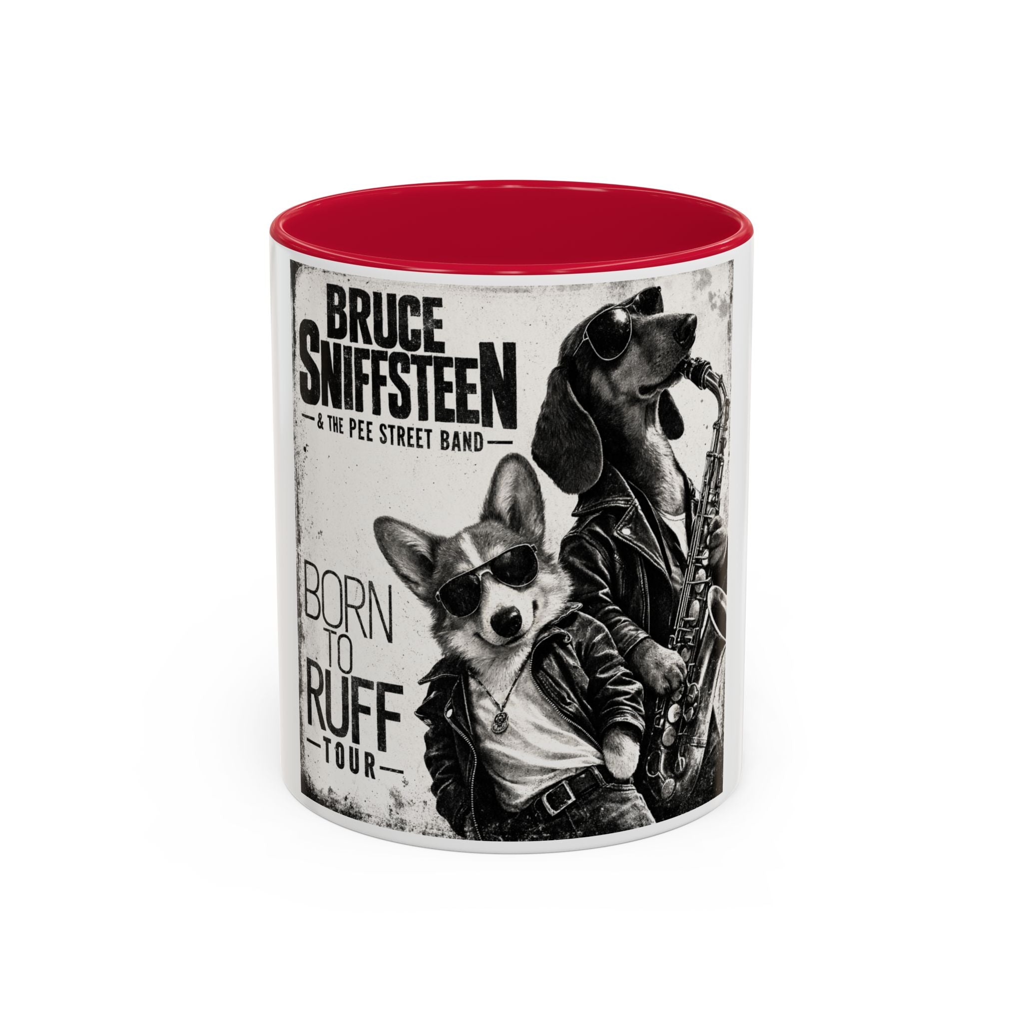 Bruce Sniffsteen & the Pee Street Band Coffee Mug -- Funny Bruce Springsteen 2026 Tour Mug Parody