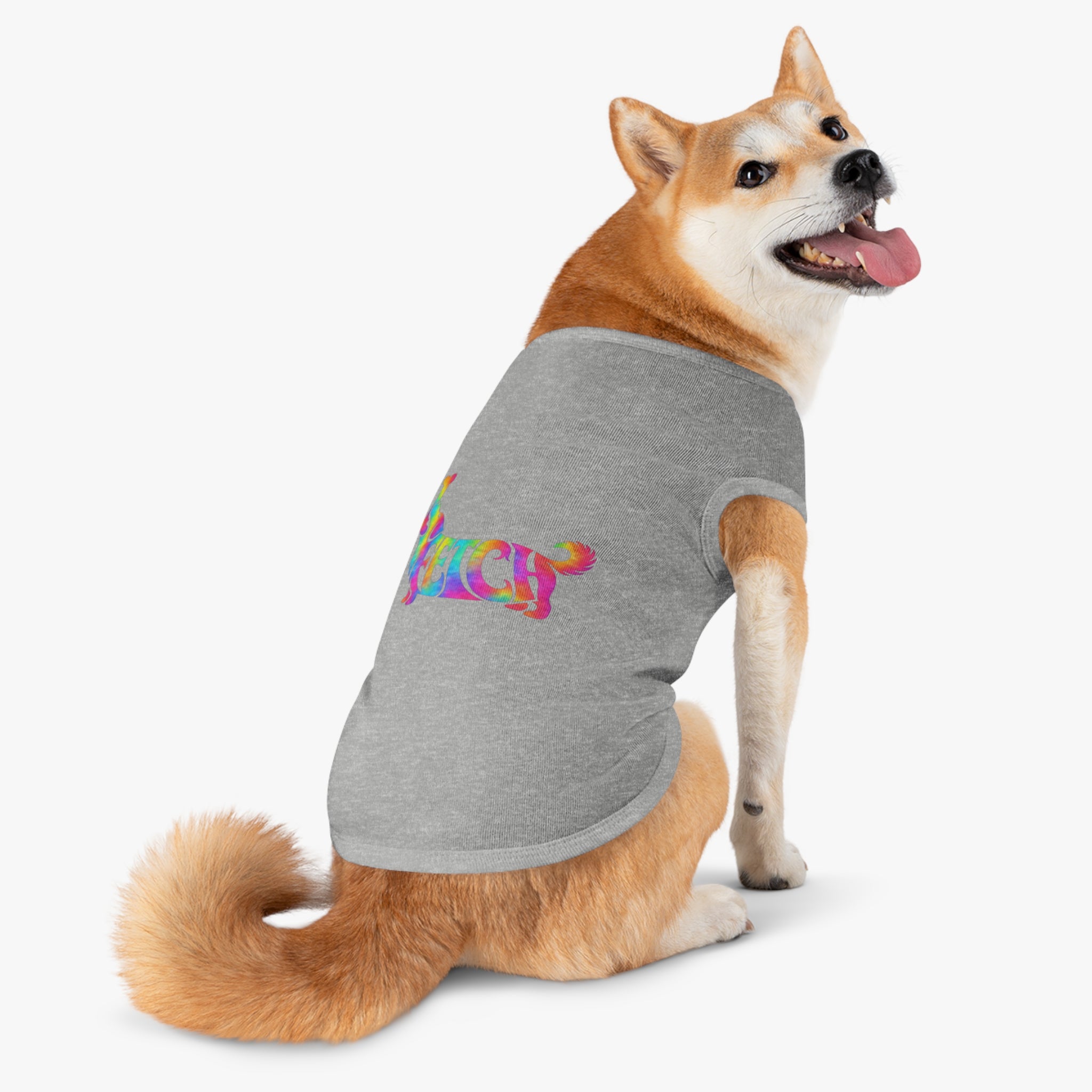 Tie-Dye "FETCH" Dog Tank Top - Colorful Retriever Graphic Pet Shirt