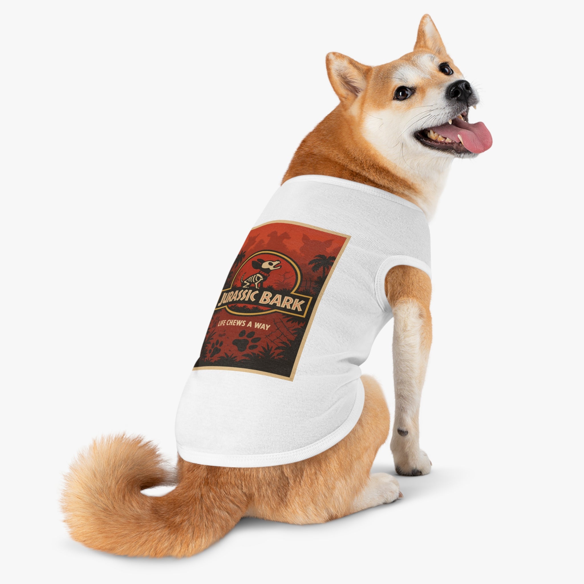 Jurassic Bark Pet Tank Top-- Funny "Jurassic Park" Parody Shirt for Dog Lovers