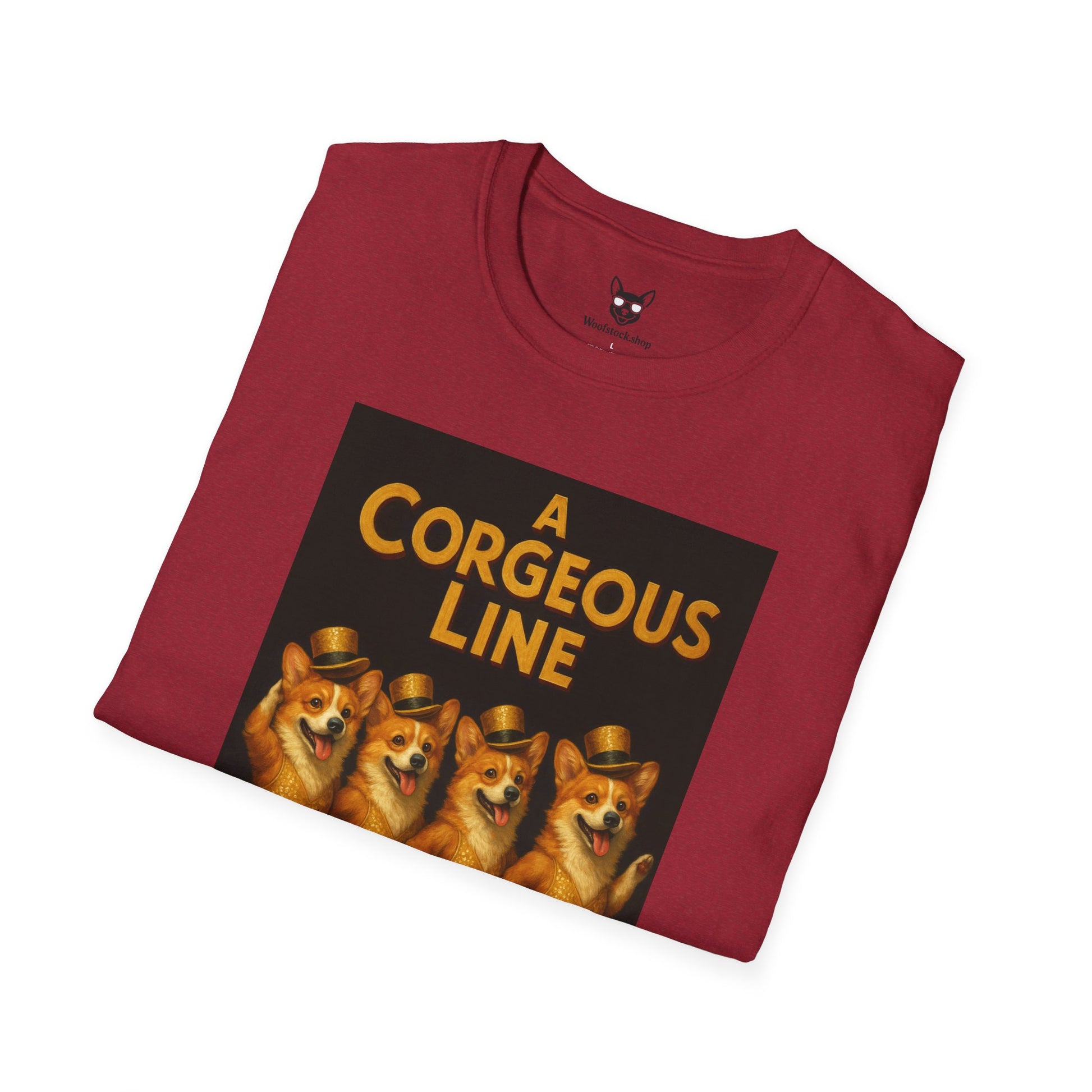 A Chorus Line Broadway Poster Dog Parody Unisex Softstyle T-Shirt -- Funny Tee for Broadway and Dog Lovers