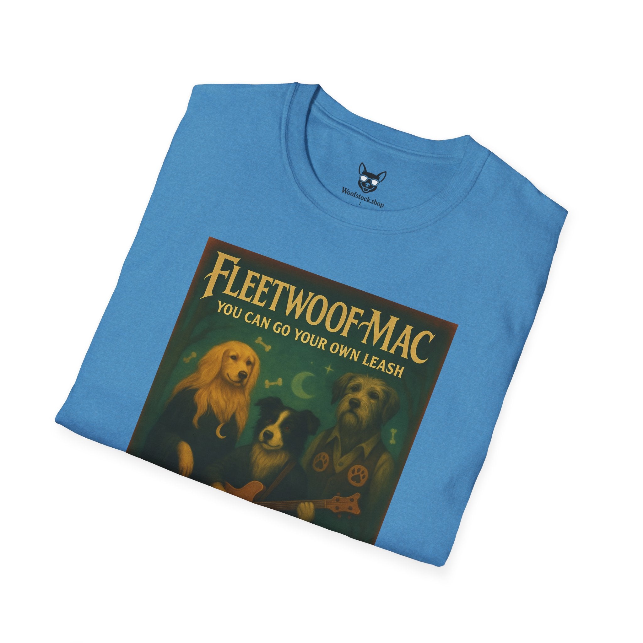 Fleetwood Mac Concert Poster Dog Parody Unisex Softstyle T-Shirt – Funny Tee for Music and Dog Lovers