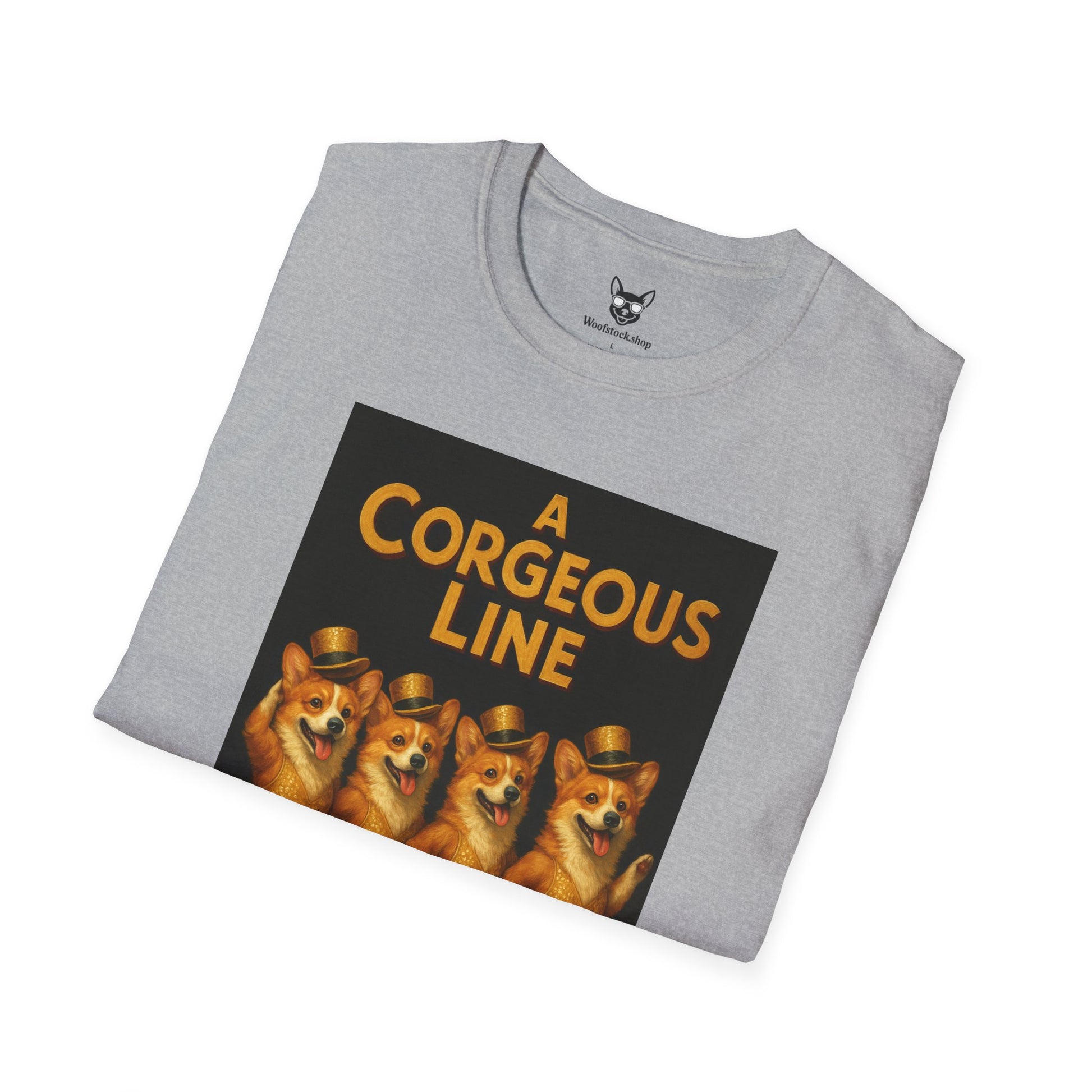 A Chorus Line Broadway Poster Dog Parody Unisex Softstyle T-Shirt -- Funny Tee for Broadway and Dog Lovers