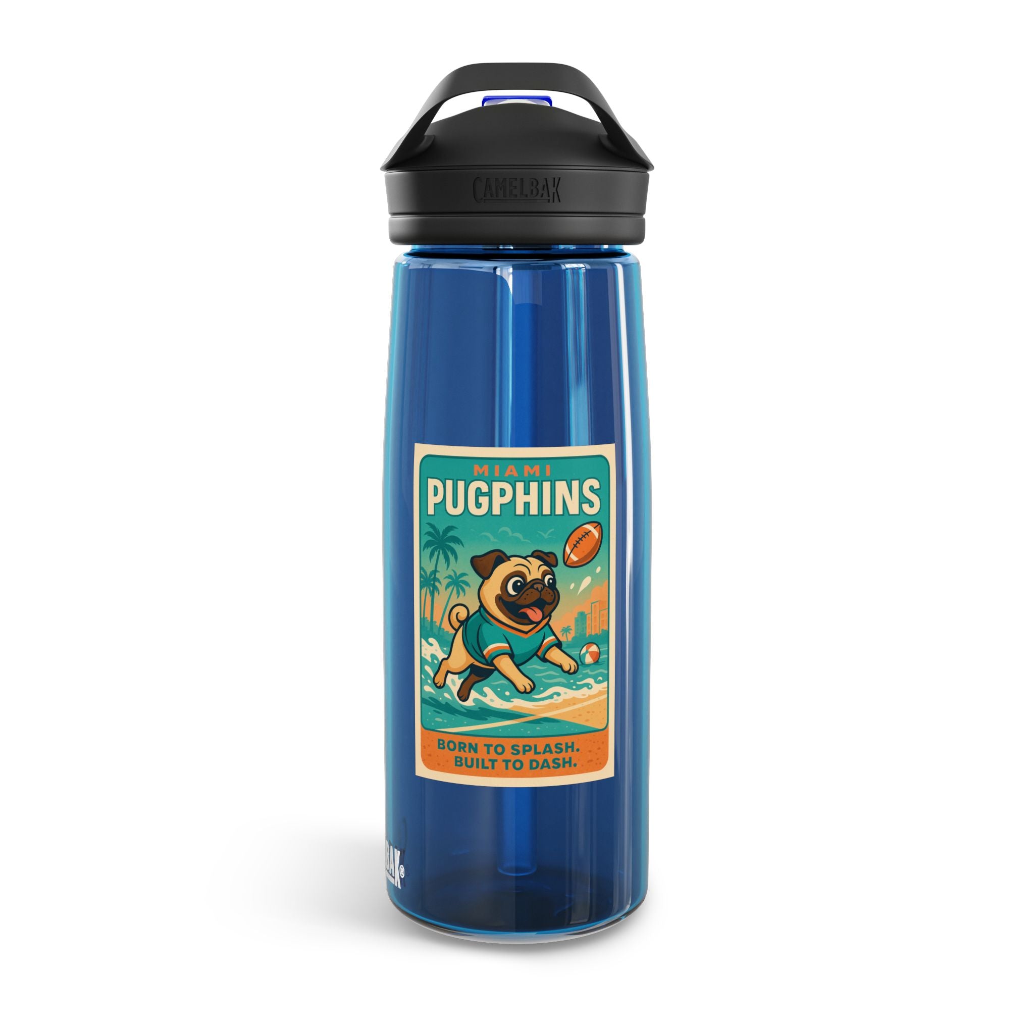 Miami Pugphins 25oz CameBak Water Bottle – Funny Dog Football Team Gift