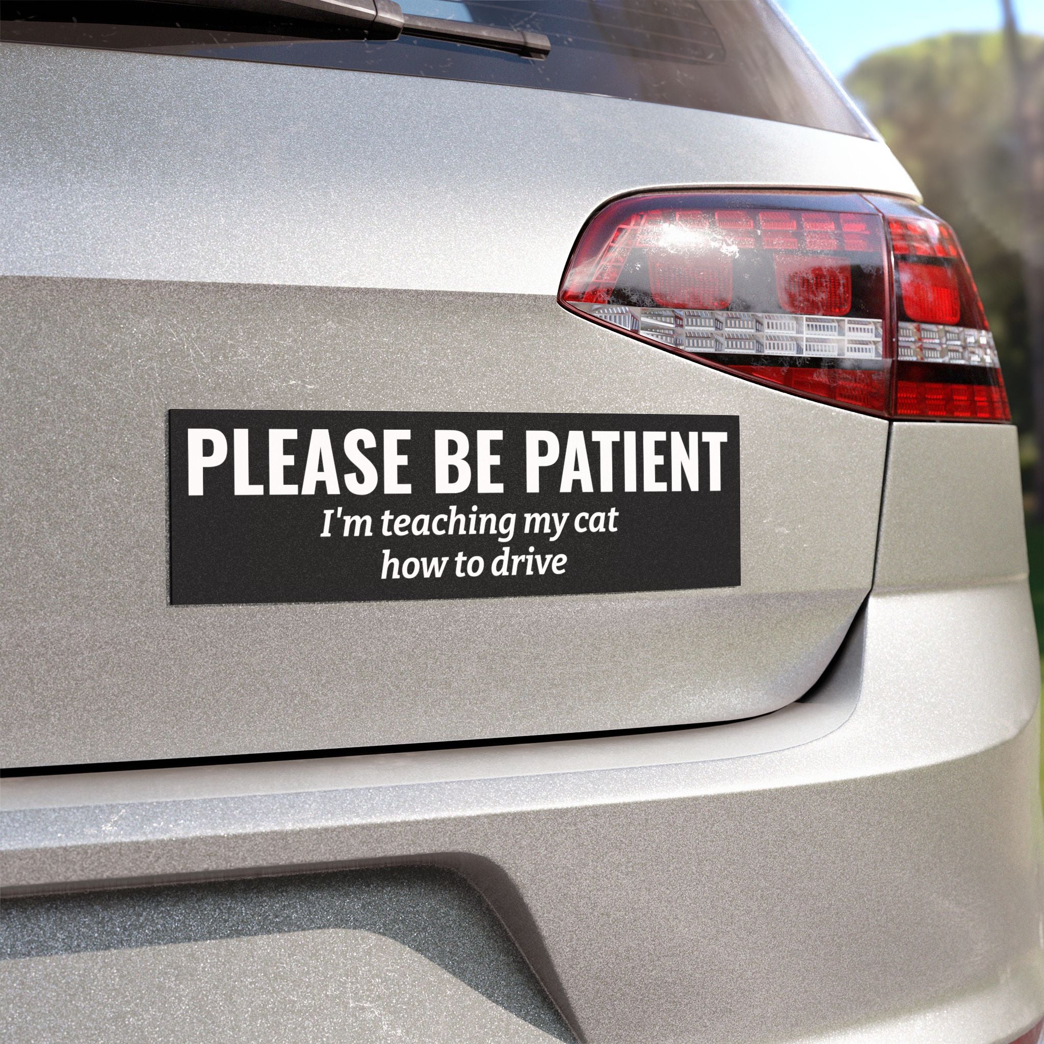 Please Be Patient, I'm Teaching My Cat How to Drive Bumper Magnet (BLACK)