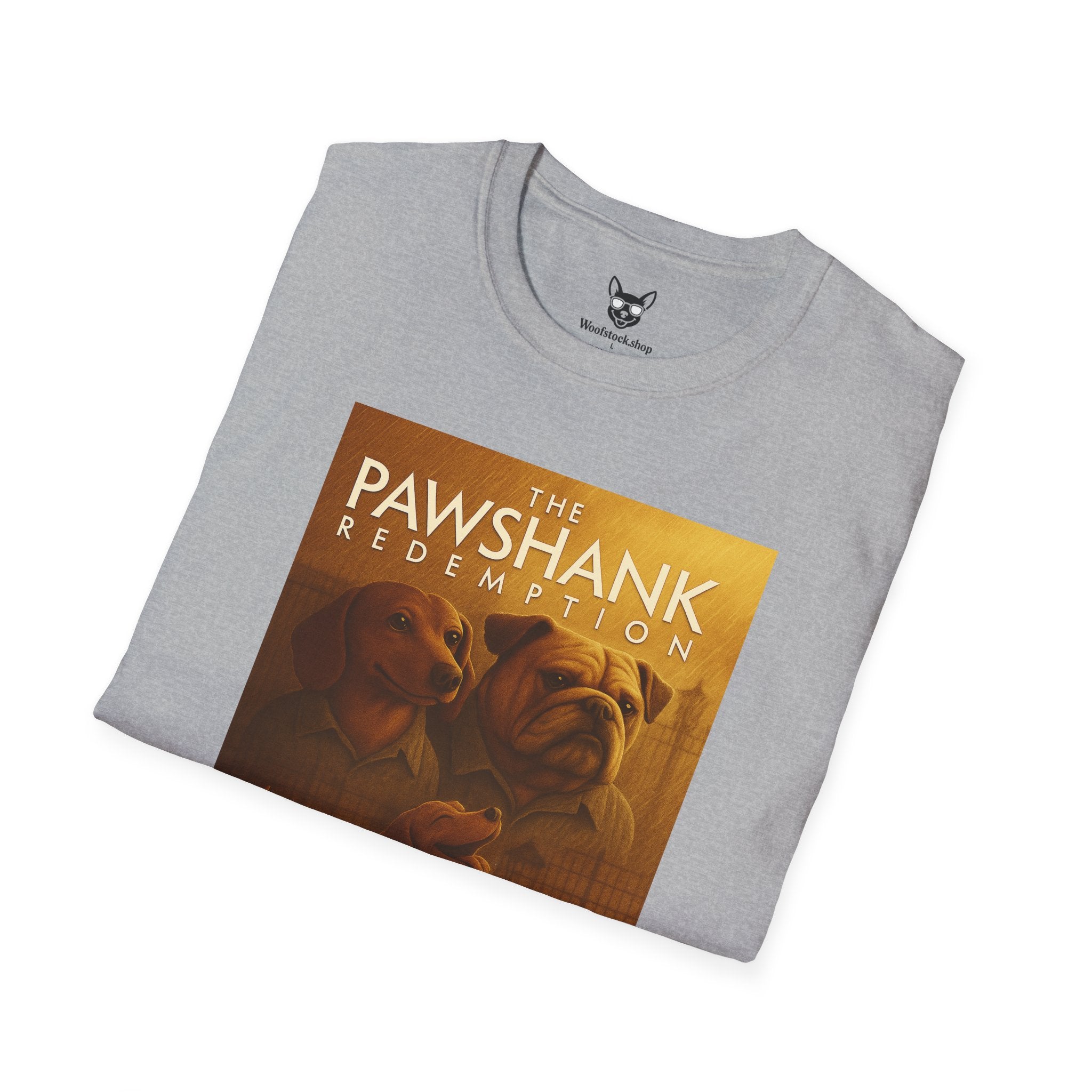 The Shawshank Redemption Movie Poster Dog Parody Unisex Softstyle T-Shirt -- Funny Dog Movie Tee for Film and Dog Lovers