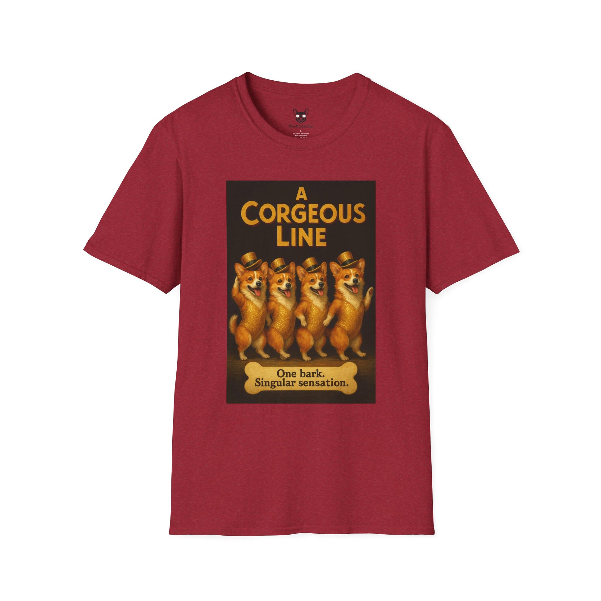 A Chorus Line Broadway Poster Dog Parody Unisex Softstyle T-Shirt -- Funny Tee for Broadway and Dog Lovers