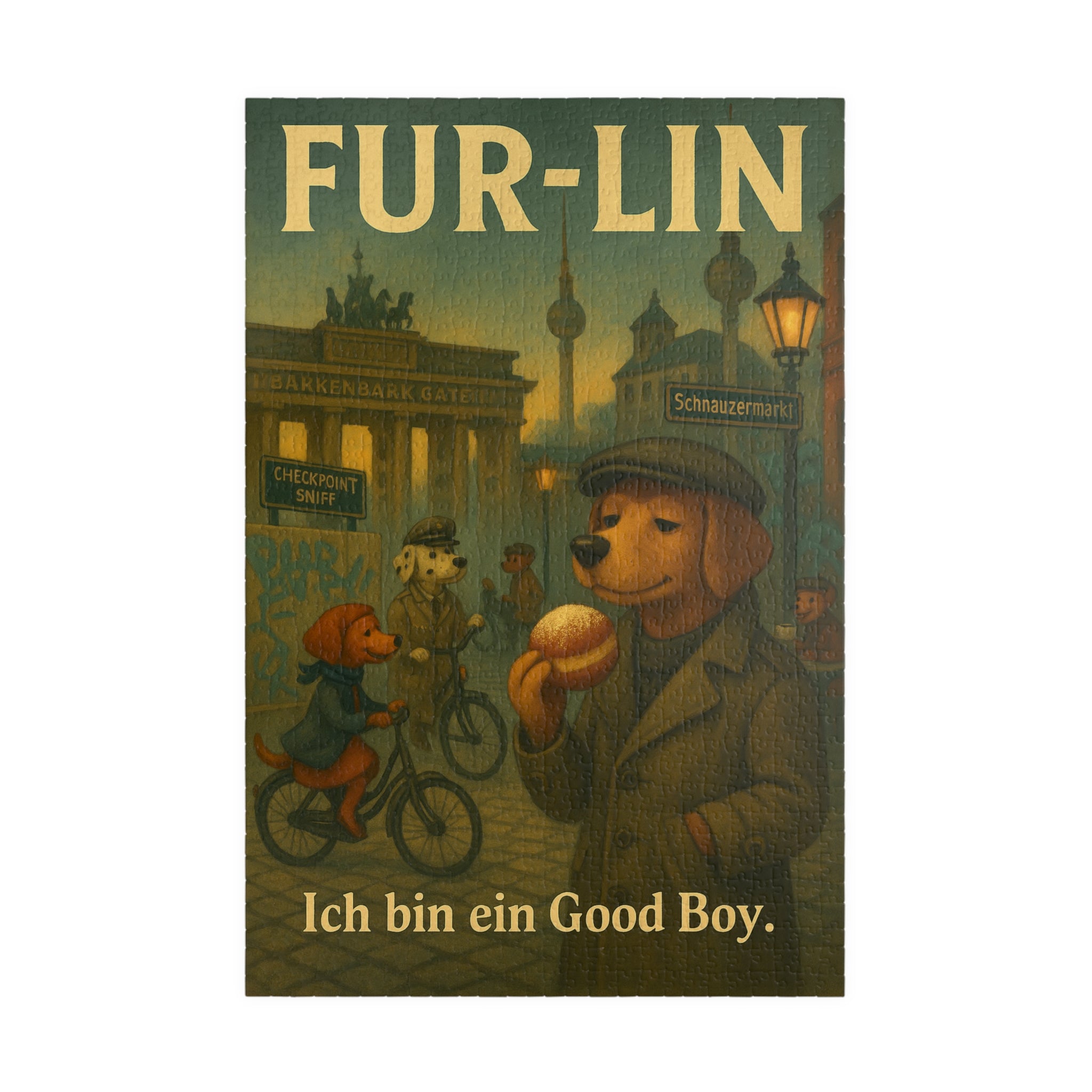 Furlin Vintage Travel Poster Puzzle – Funny Dog Puzzle Inspired by Berlin – 1,014 Pieces
