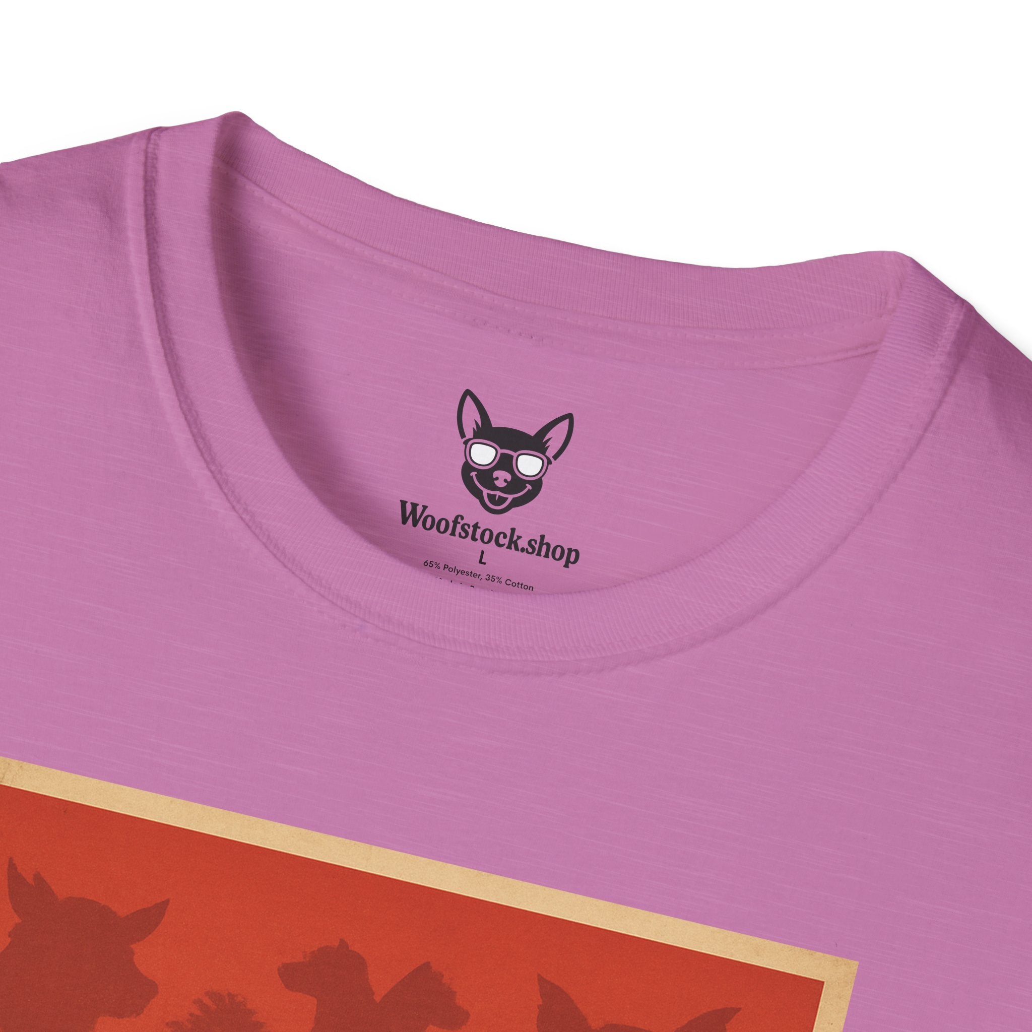 Jurassic Park Movie Poster Dog Parody Unisex Softstyle T-Shirt -- Funny Dog Movie Tee for Film and Dog Lovers