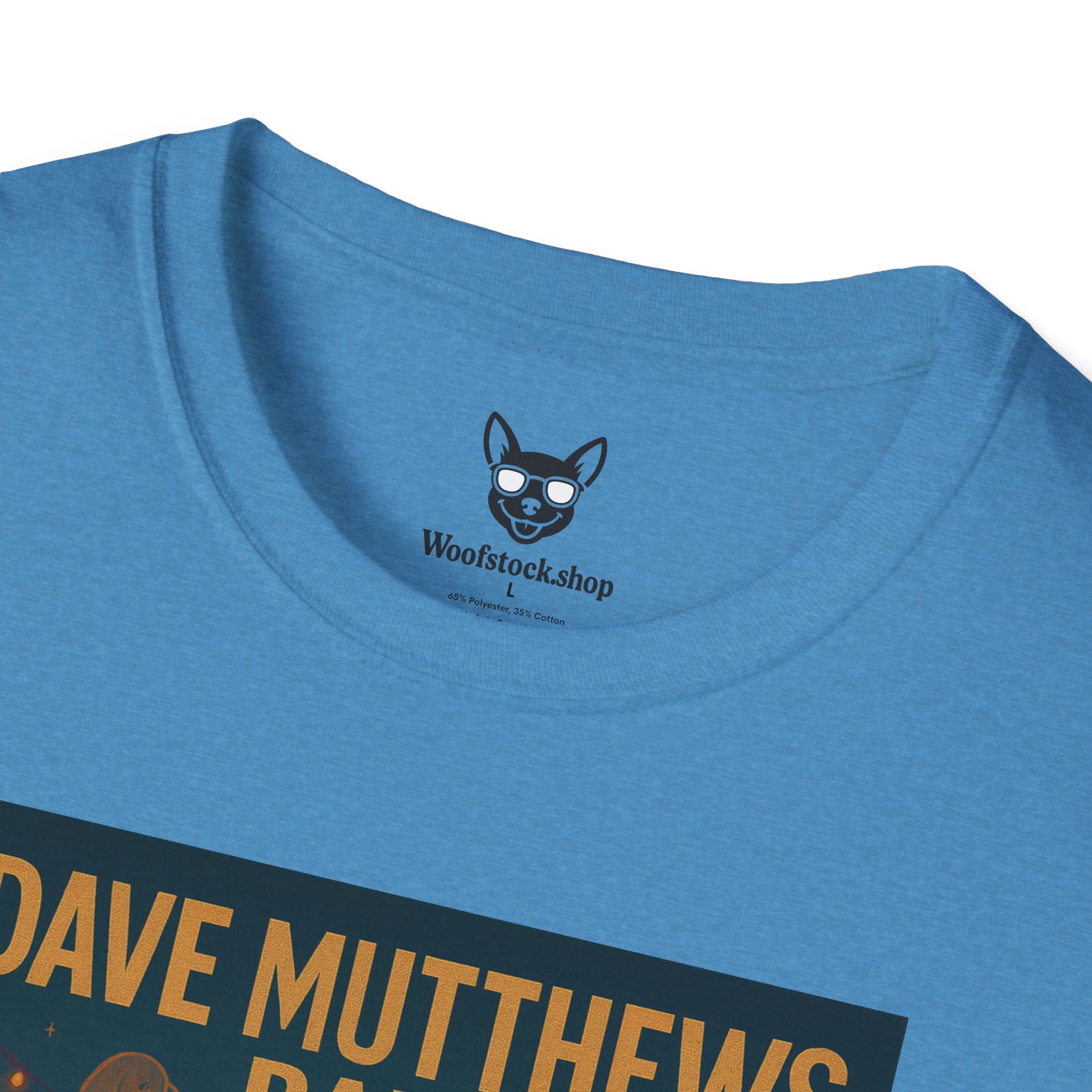 Dave Matthews Band Concert Poster Dog Parody Unisex Softstyle T-Shirt -- Funny Dog Concert Tee for Music and Dog Lovers