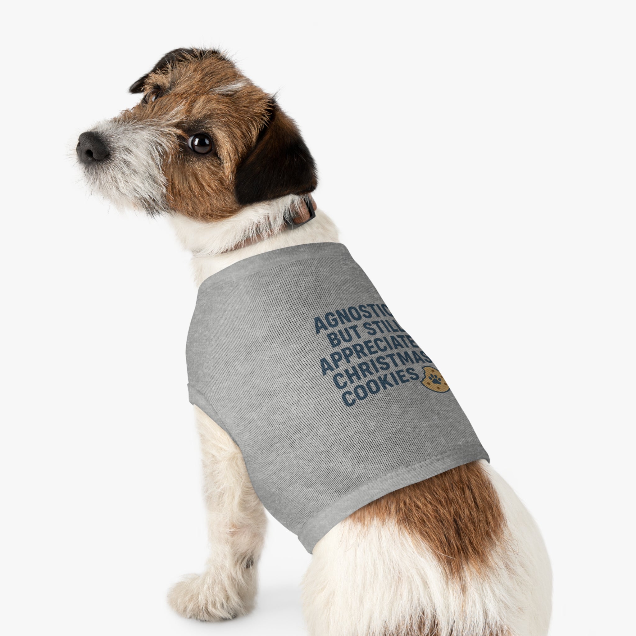 Agnostic, But Still Appreciates Christmas Cookies Dog Tank Top -- Funny Christmas Apparel for Dogs