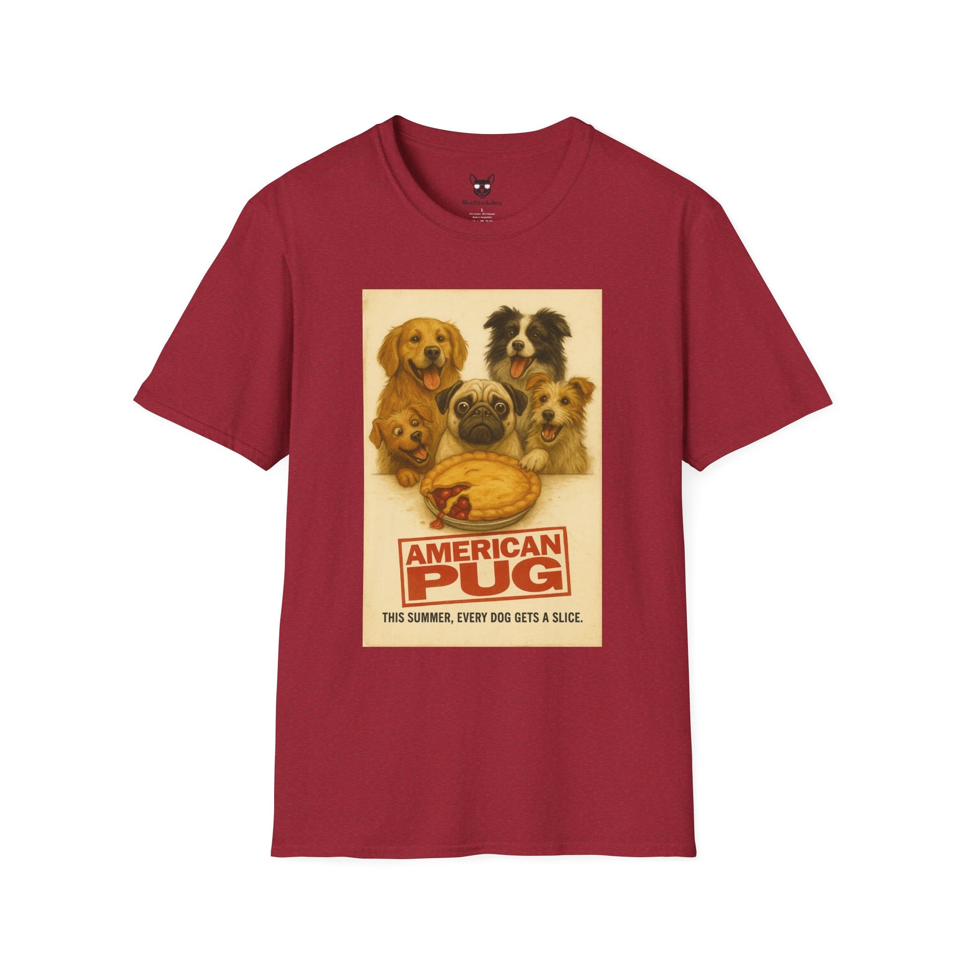 American Pie Movie Poster Dog Parody Unisex Softstyle T-Shirt -- Funny Dog Movie Tee for Film and Dog Lovers