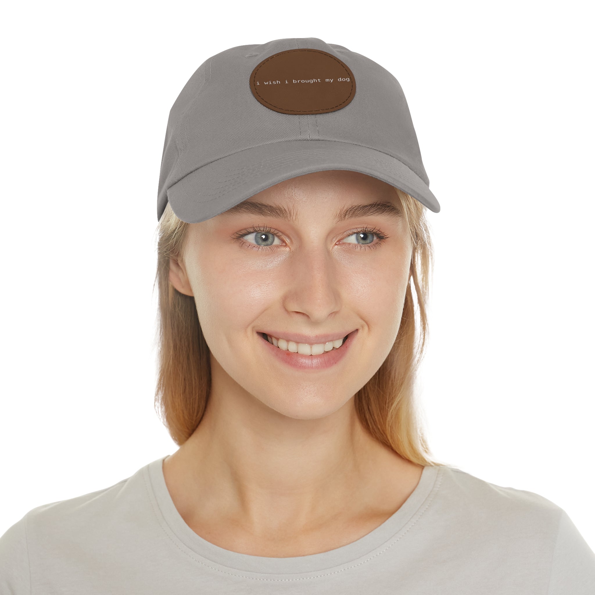 I Wish I Brought My Dog Dad Hat with Leather Patch (Round) -- Funny Hat for Dog Lovers