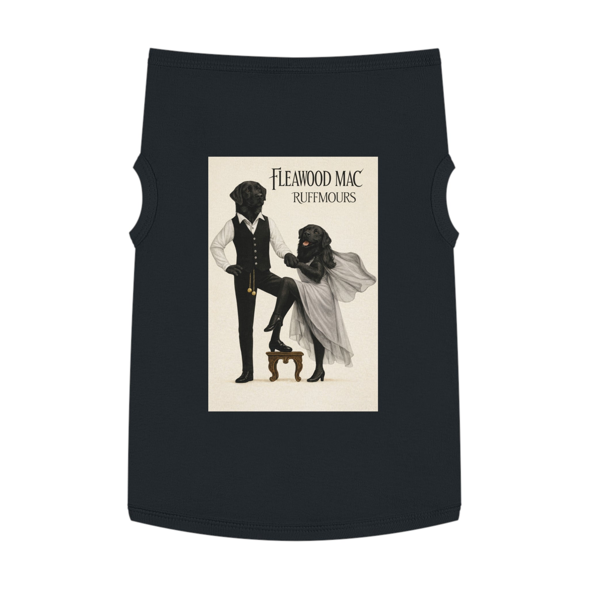 Fleetwoof Mac Ruffmours Pet Tank Top (Black Labs) -- Funny Fleetwood Mac Parody Shirt for Dogs Lovers