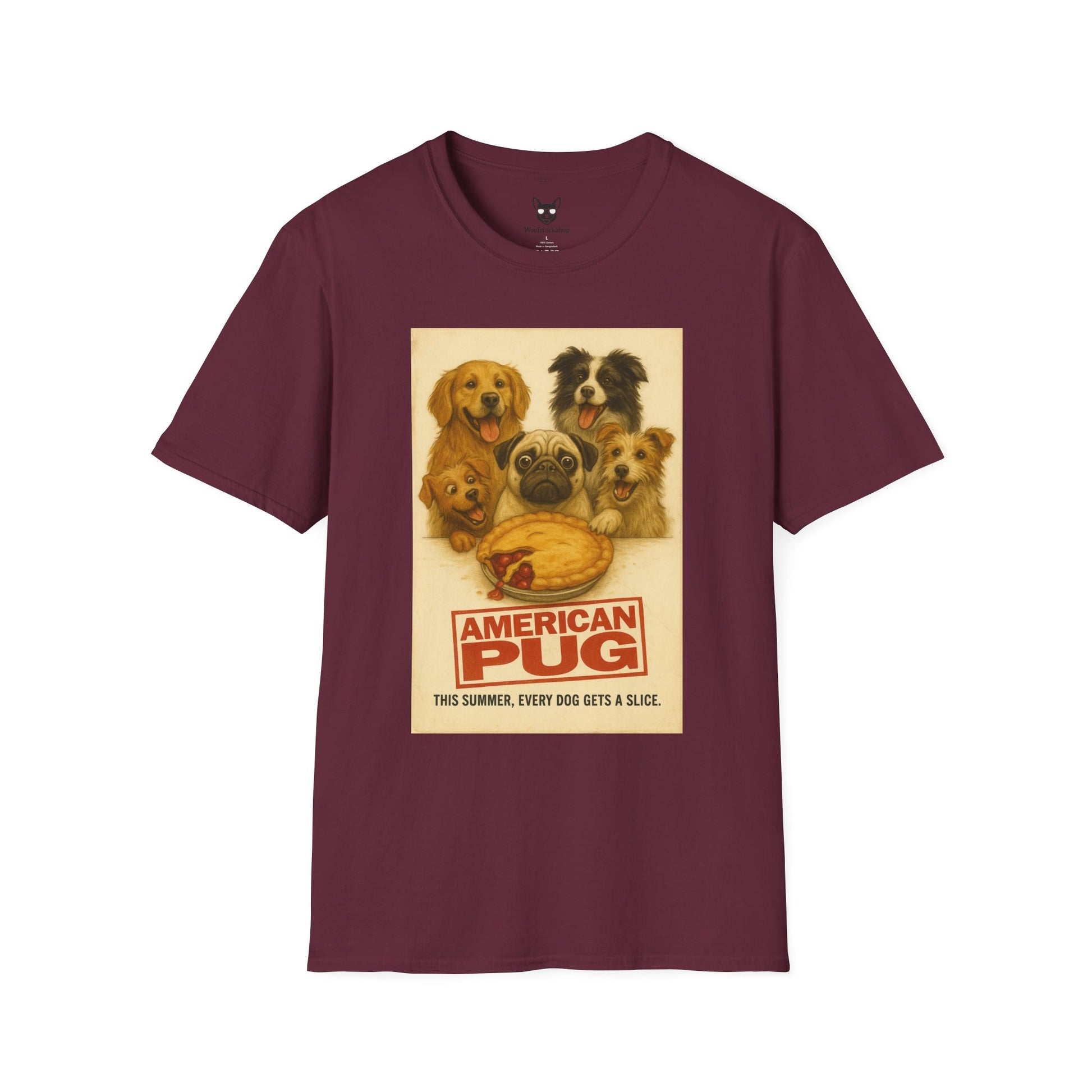 American Pie Movie Poster Dog Parody Unisex Softstyle T-Shirt -- Funny Dog Movie Tee for Film and Dog Lovers