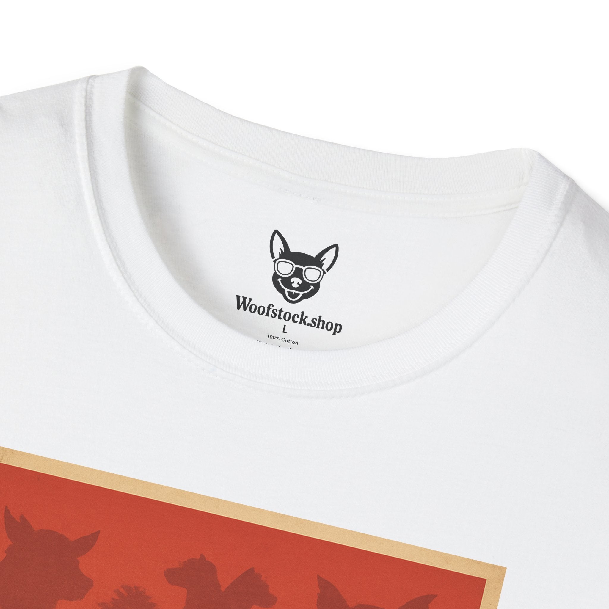 Jurassic Park Movie Poster Dog Parody Unisex Softstyle T-Shirt -- Funny Dog Movie Tee for Film and Dog Lovers