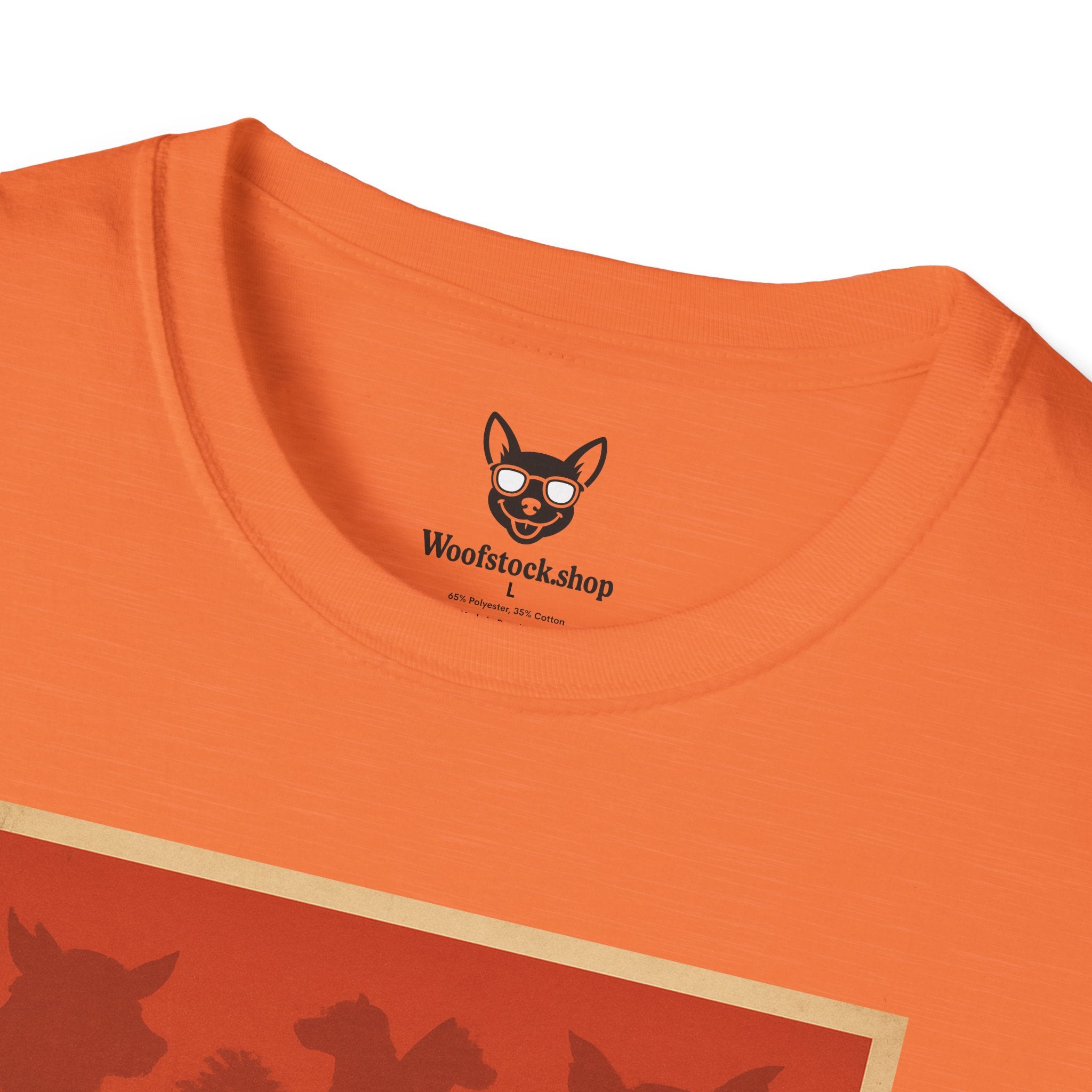 Jurassic Park Movie Poster Dog Parody Unisex Softstyle T-Shirt -- Funny Dog Movie Tee for Film and Dog Lovers