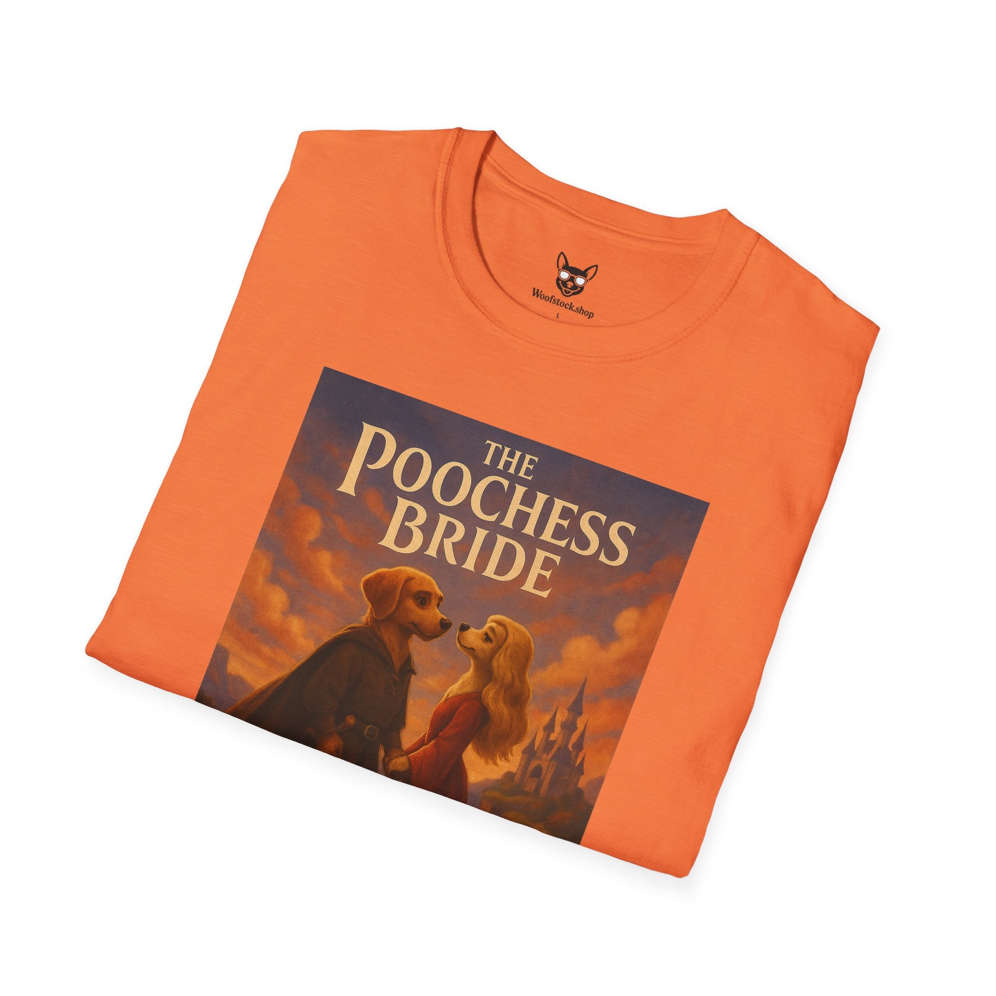 The Princess Bride Poster Dog Parody Unisex Softstyle T-Shirt -- Funny Audrey Hepburn Movie Tee for Film and Dog Lovers