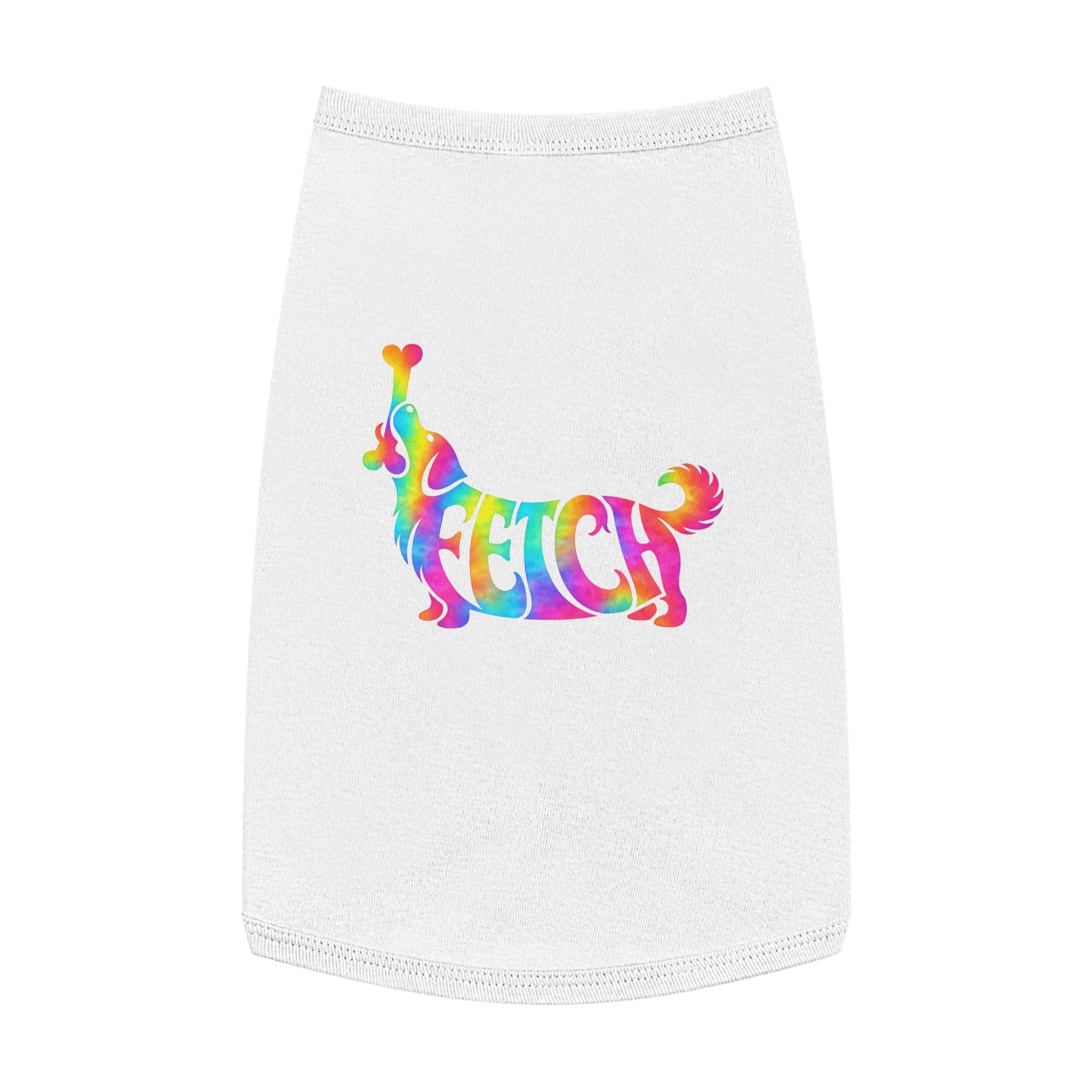 Tie-Dye "FETCH" Dog Tank Top - Colorful Retriever Graphic Pet Shirt