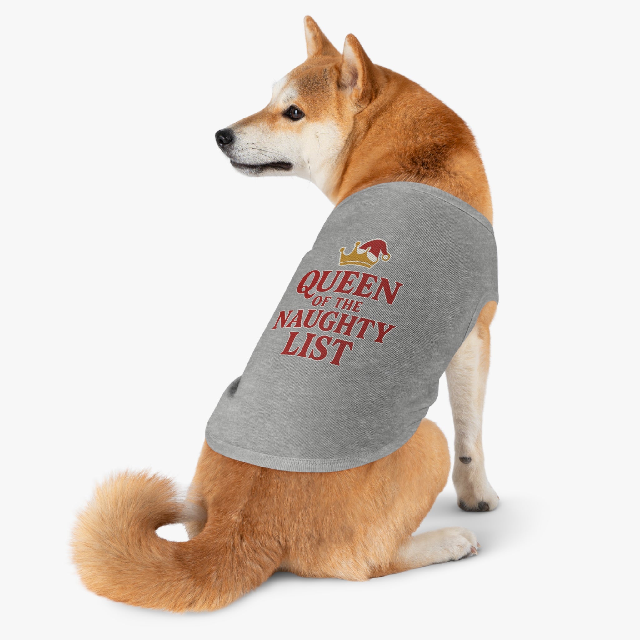Queen of the Naughty List Dog Tank Top -- Funny Christmas Apparel for Dogs