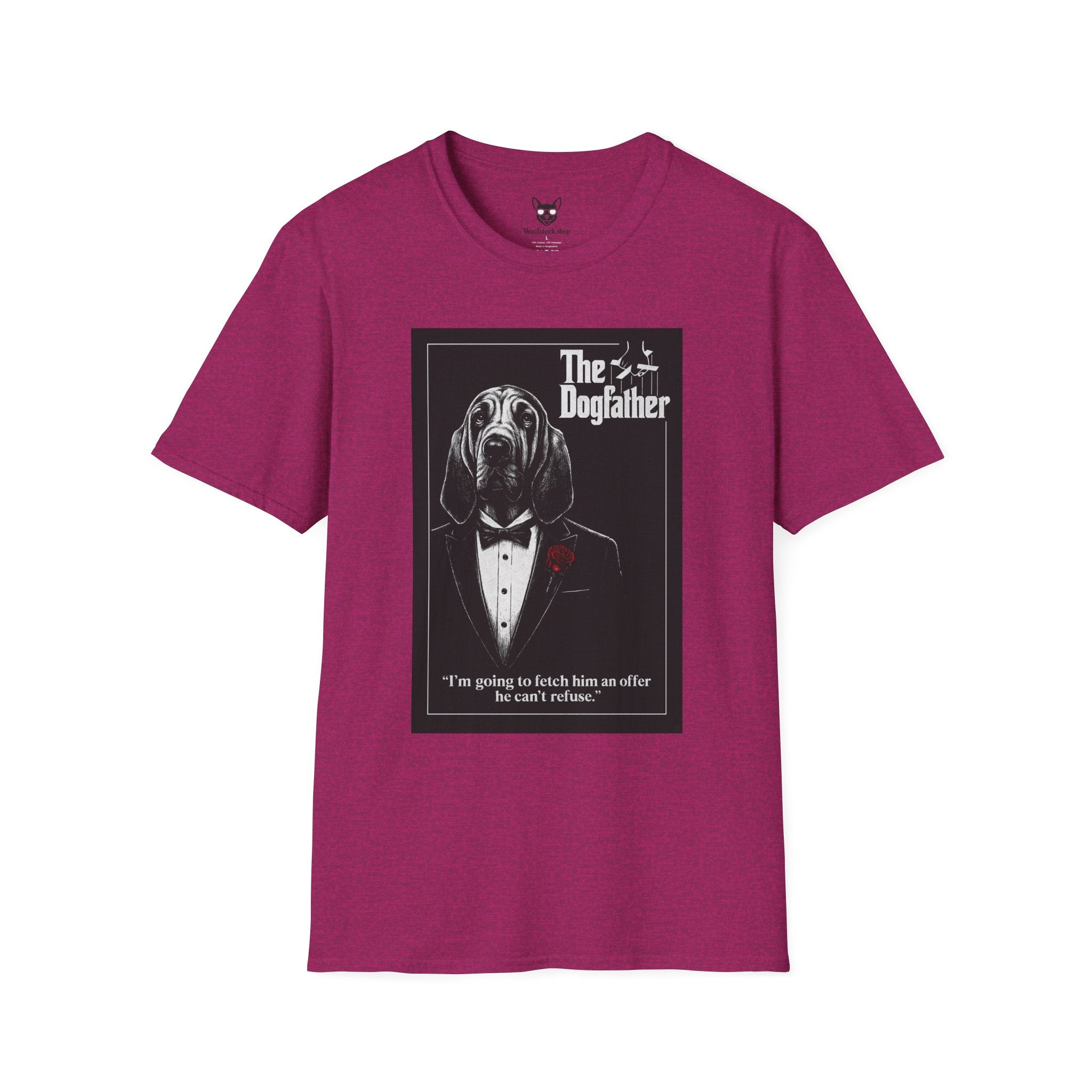 The Godfather Movie Poster Dog Parody Unisex Softstyle T-Shirt – Funny Movie Tee for Film and Dog Lovers