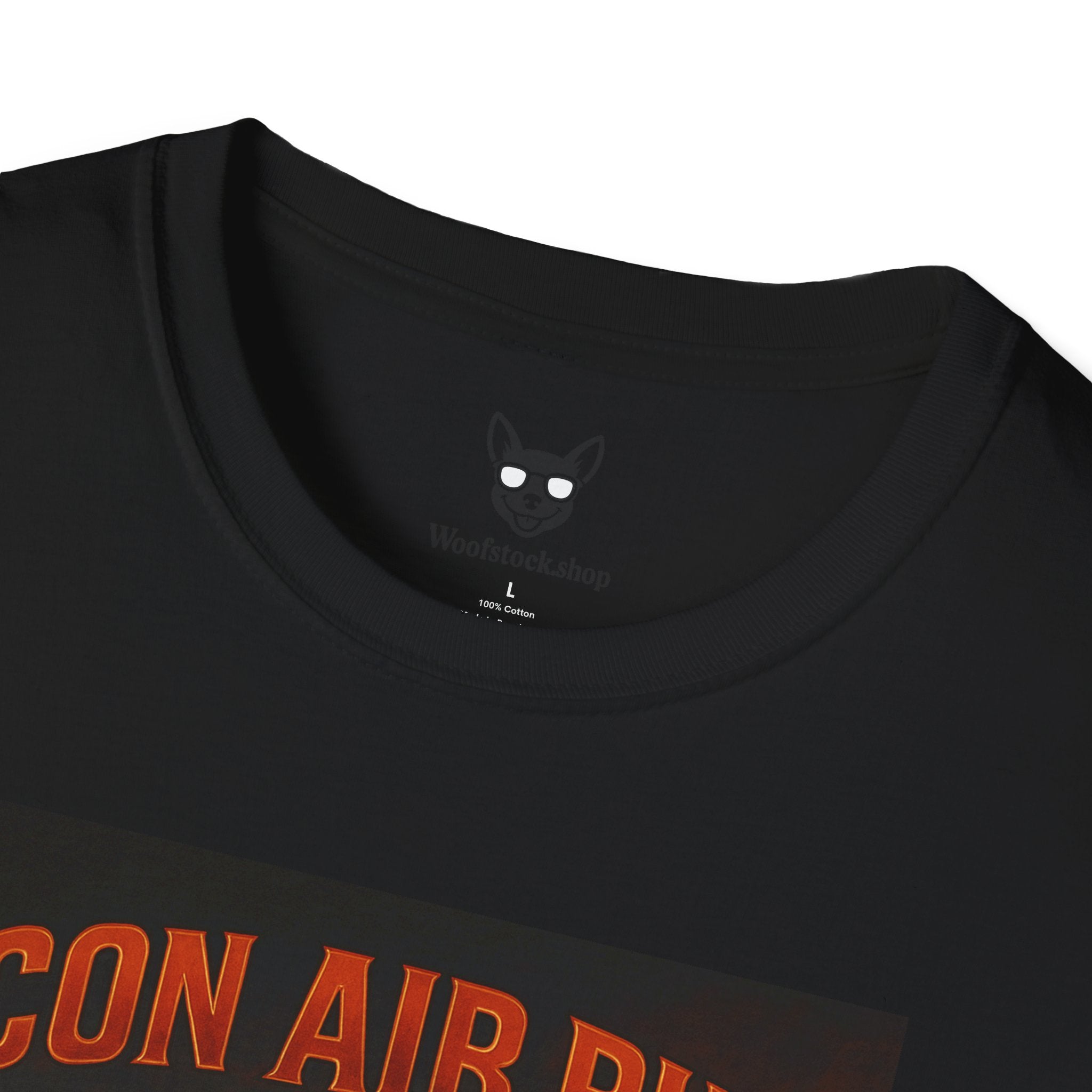 Con Air Movie Poster Dog Parody Unisex Softstyle T-Shirt – Funny Action Movie Tee for Film and Dog Lovers