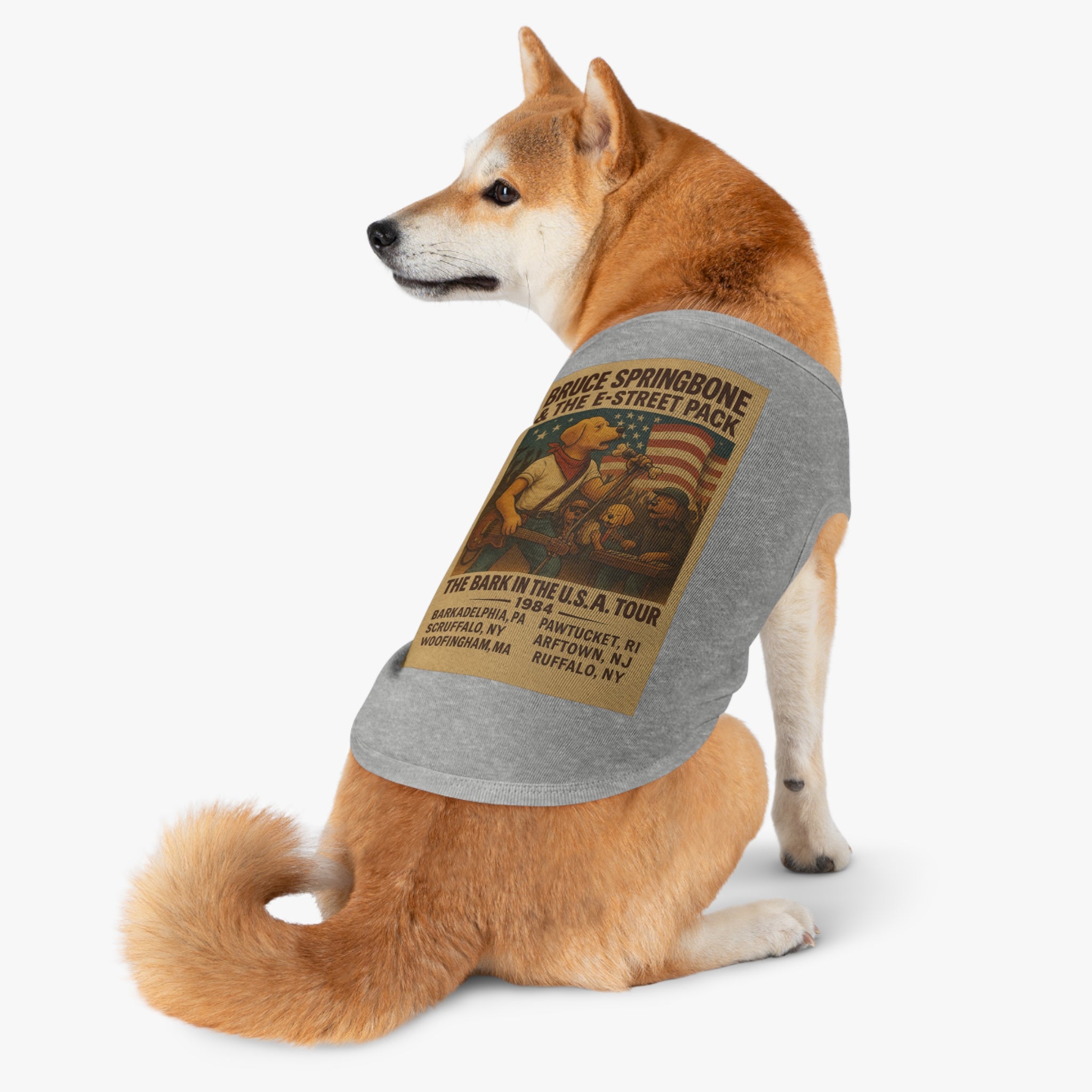 Bruce Springbone Pug Pet Tank Top-- Funny Parody Concert Shirt for Dog Lovers