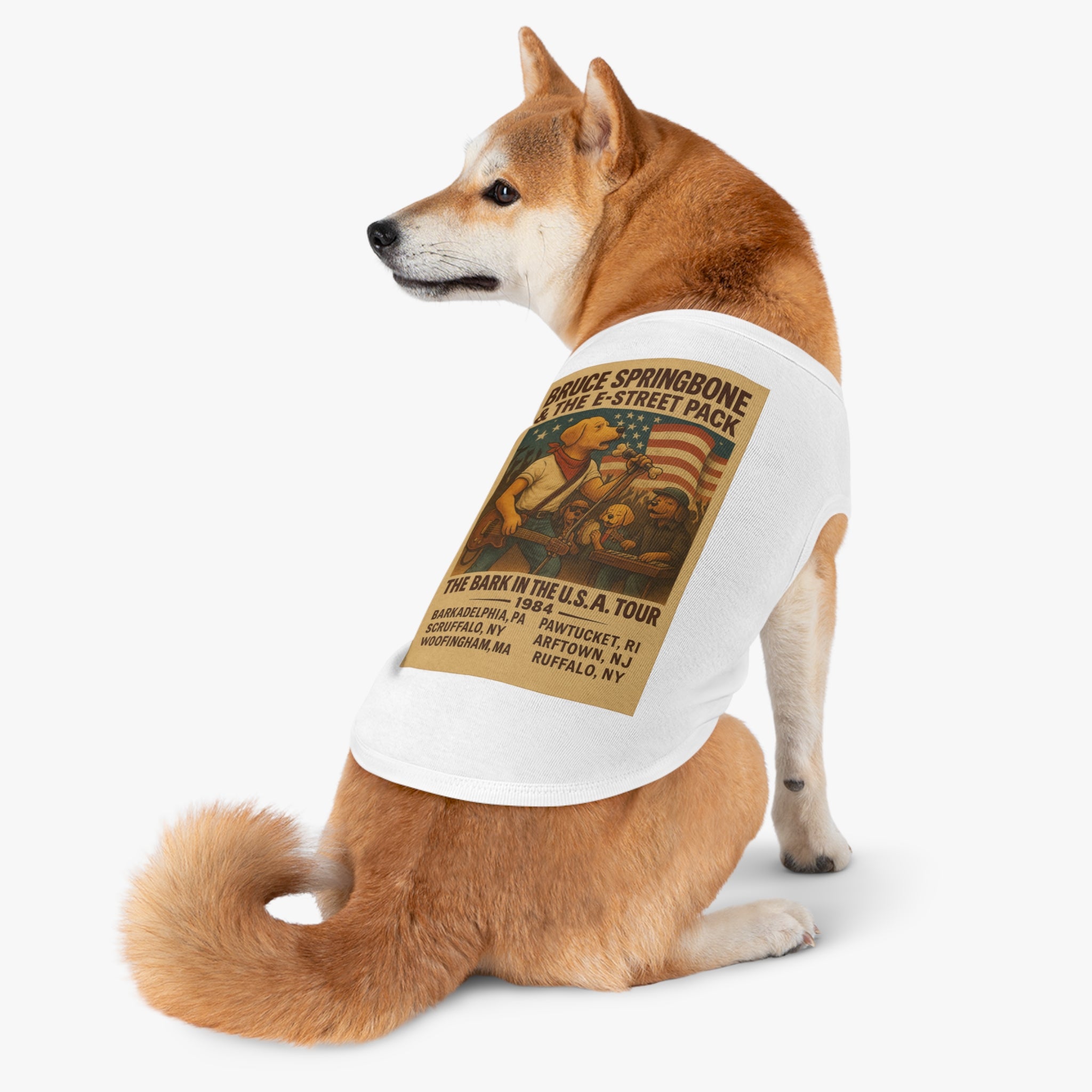 Bruce Springbone Pug Pet Tank Top-- Funny Parody Concert Shirt for Dog Lovers