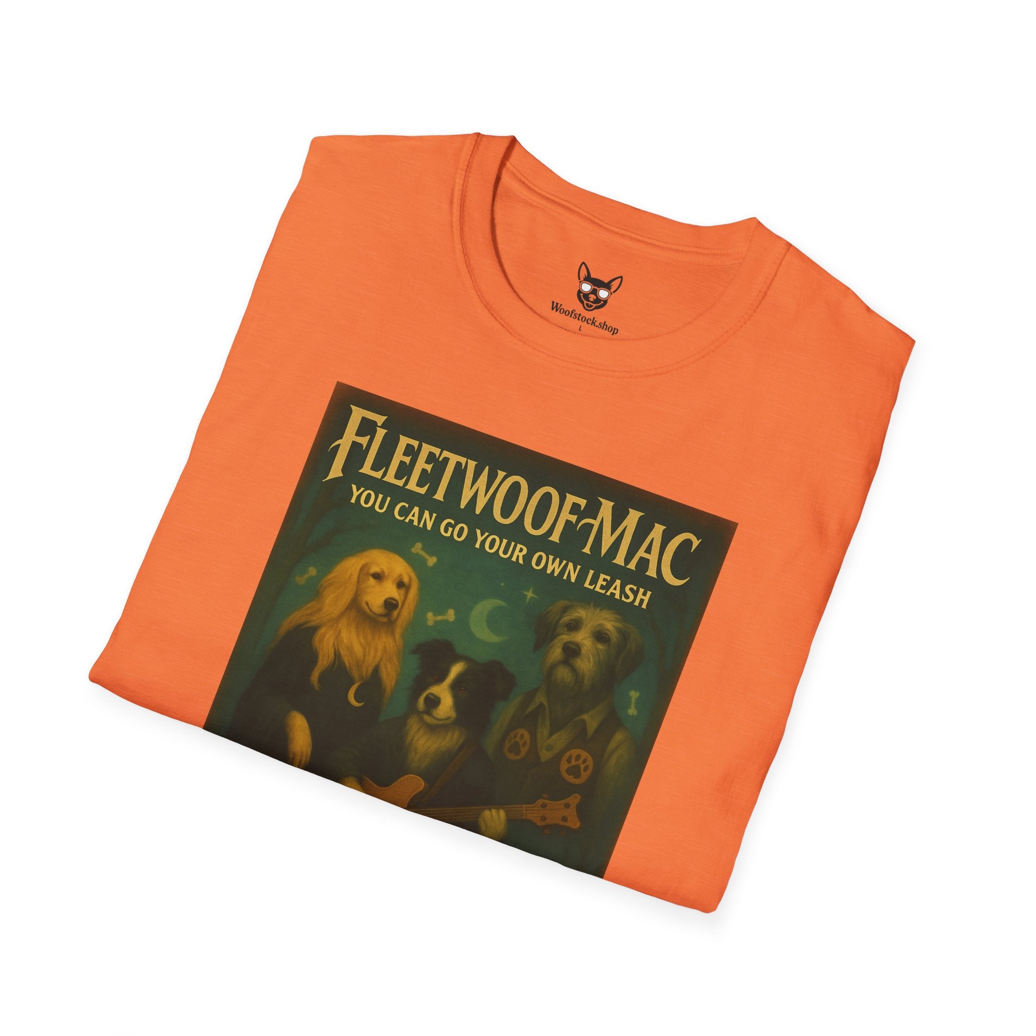Fleetwood Mac Concert Poster Dog Parody Unisex Softstyle T-Shirt – Funny Tee for Music and Dog Lovers